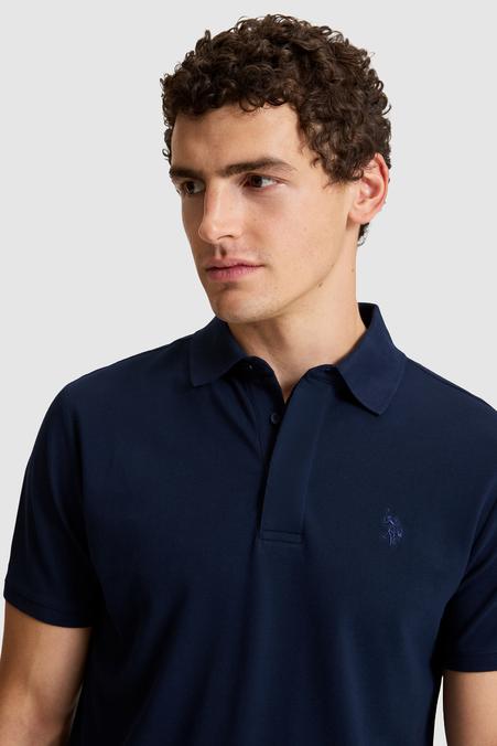 Erkek Lacivert Slim Fit Polo Yaka Basic Tişört