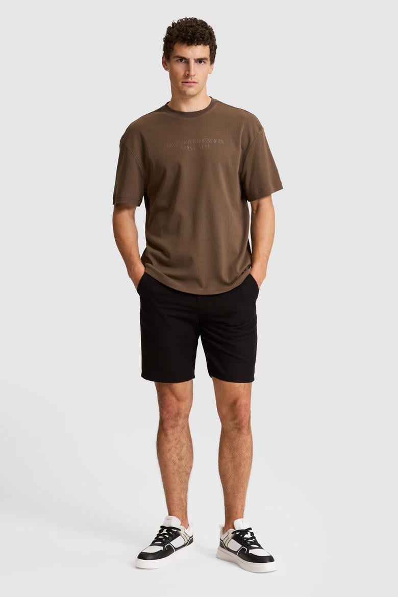 Erkek Kahverengi Comfort Fit Bisiklet Yaka Tişört - 50326976008
