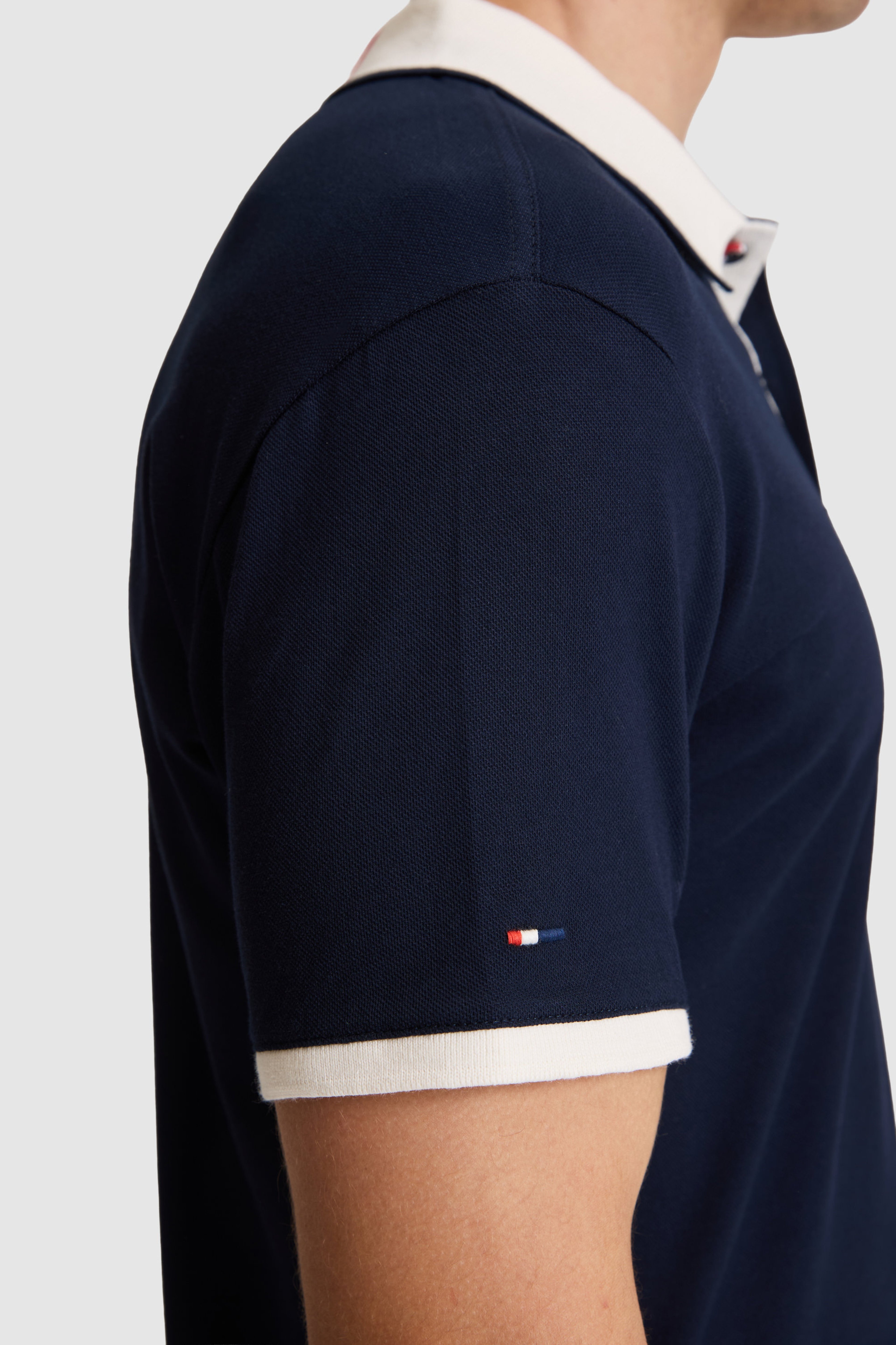 Erkek Lacivert Slim Fit Polo Yaka Basic Tişört - Image 6