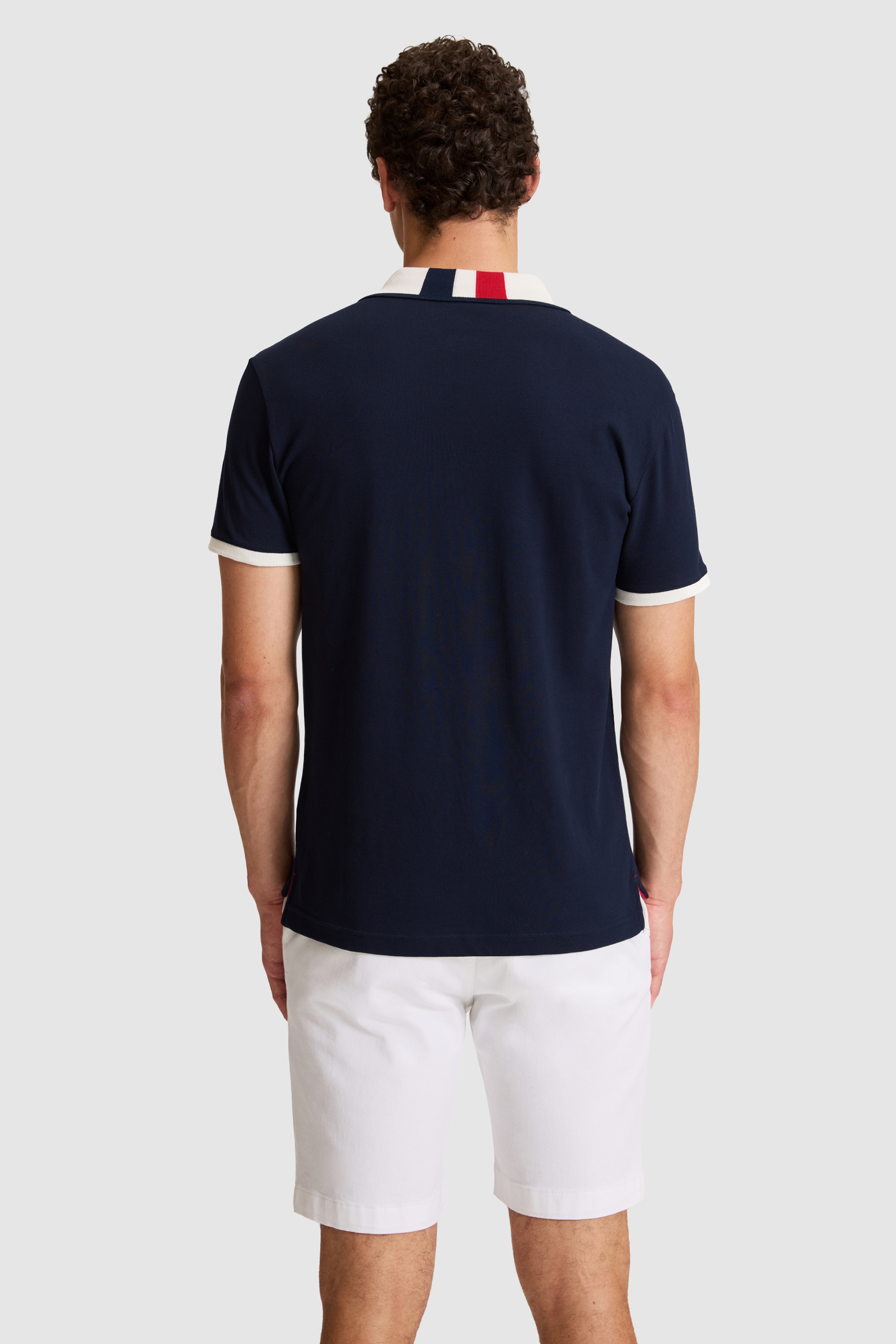 Erkek Lacivert Slim Fit Polo Yaka Basic Tişört - Image 5