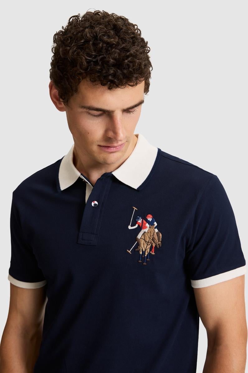 Erkek Lacivert Slim Fit Polo Yaka Basic Tişört