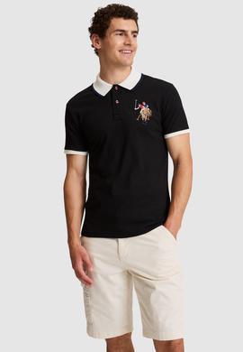 Erkek Siyah Slim Fit Polo Yaka Basic Tişört - 50322299044
