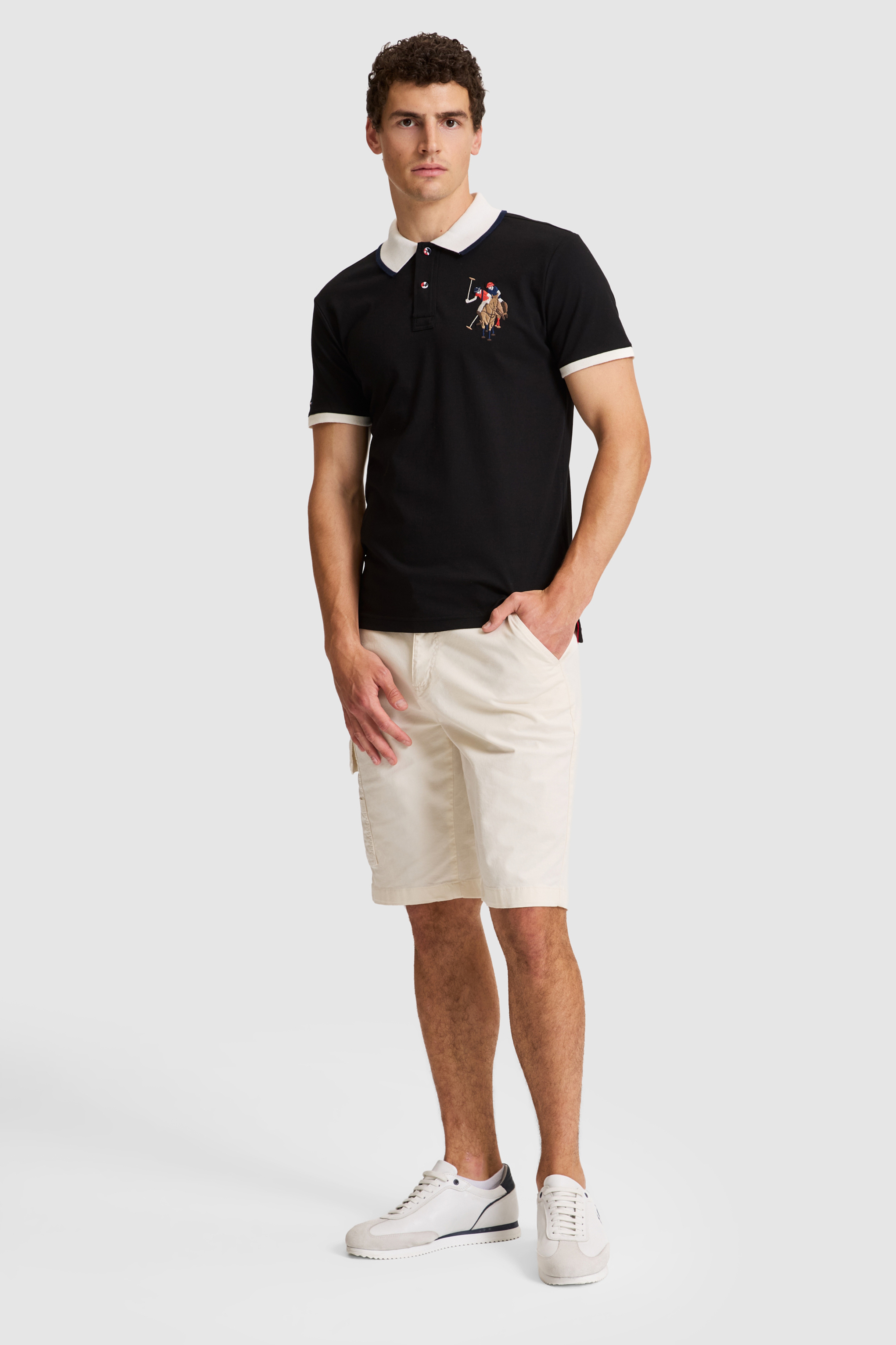Erkek Siyah Slim Fit Polo Yaka Basic Tişört