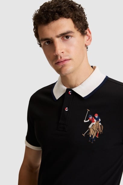 Erkek Siyah Slim Fit Polo Yaka Basic Tişört