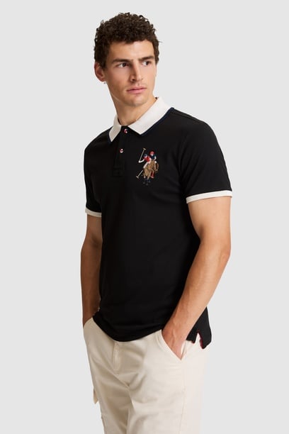 Erkek Siyah Slim Fit Polo Yaka Basic Tişört