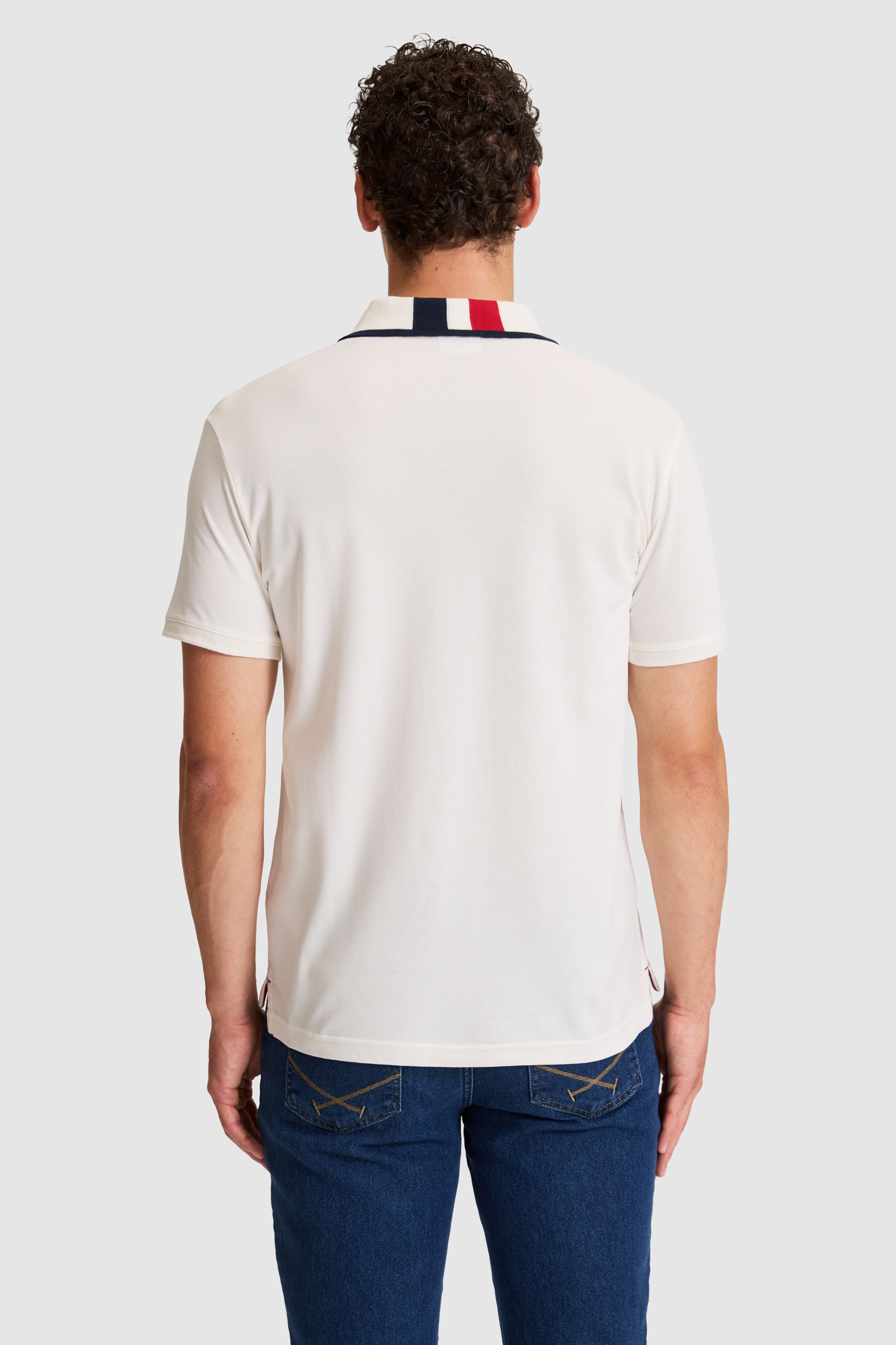 Erkek Beyaz Slim Fit Polo Yaka Basic Tişört