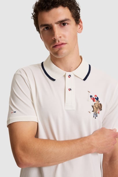 Erkek Beyaz Slim Fit Polo Yaka Basic Tişört