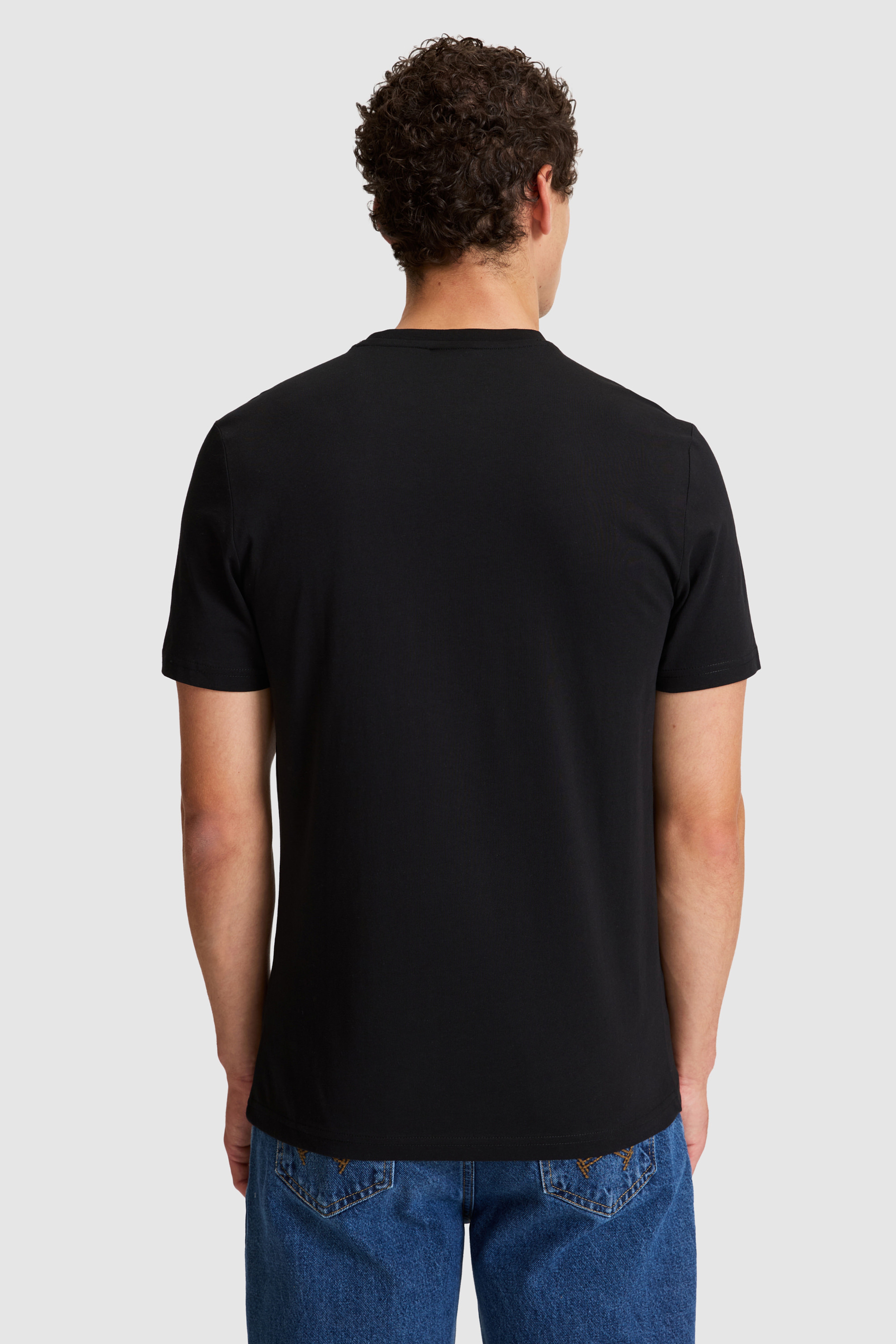 Erkek Siyah Regular Fit Bisiklet Yaka Tişört