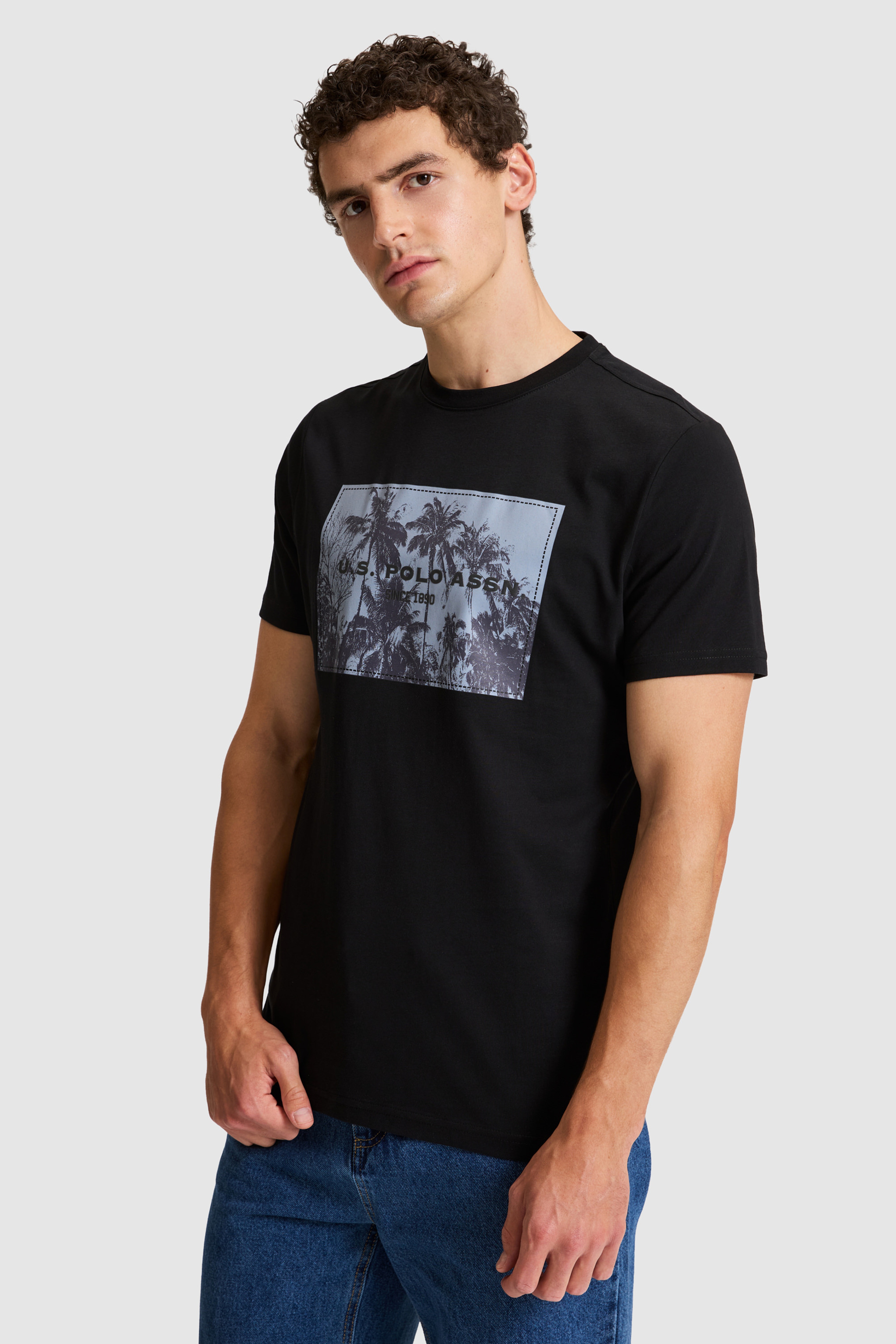 Erkek Siyah Regular Fit Bisiklet Yaka Tişört - Image 3
