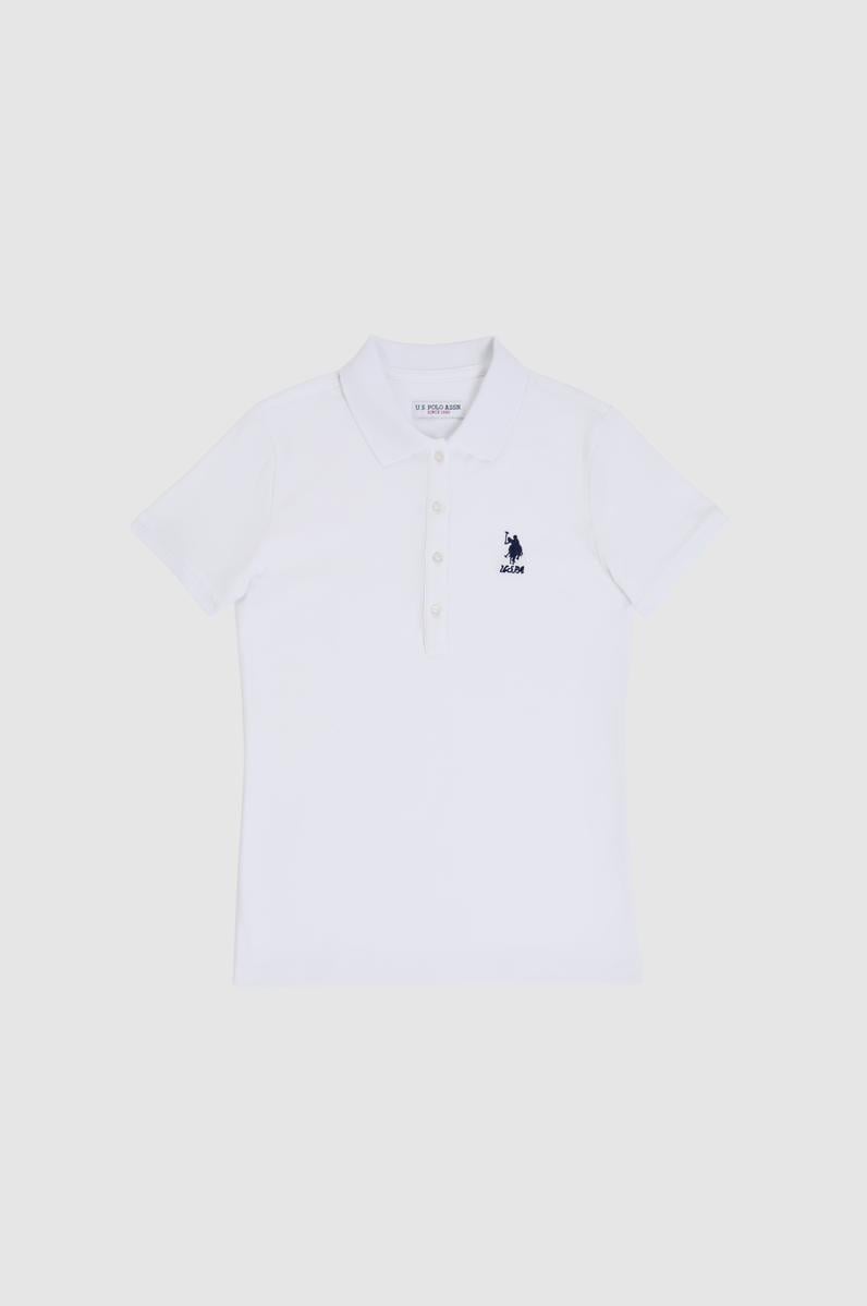 Kadın Beyaz Polo Yaka Basic Tişört