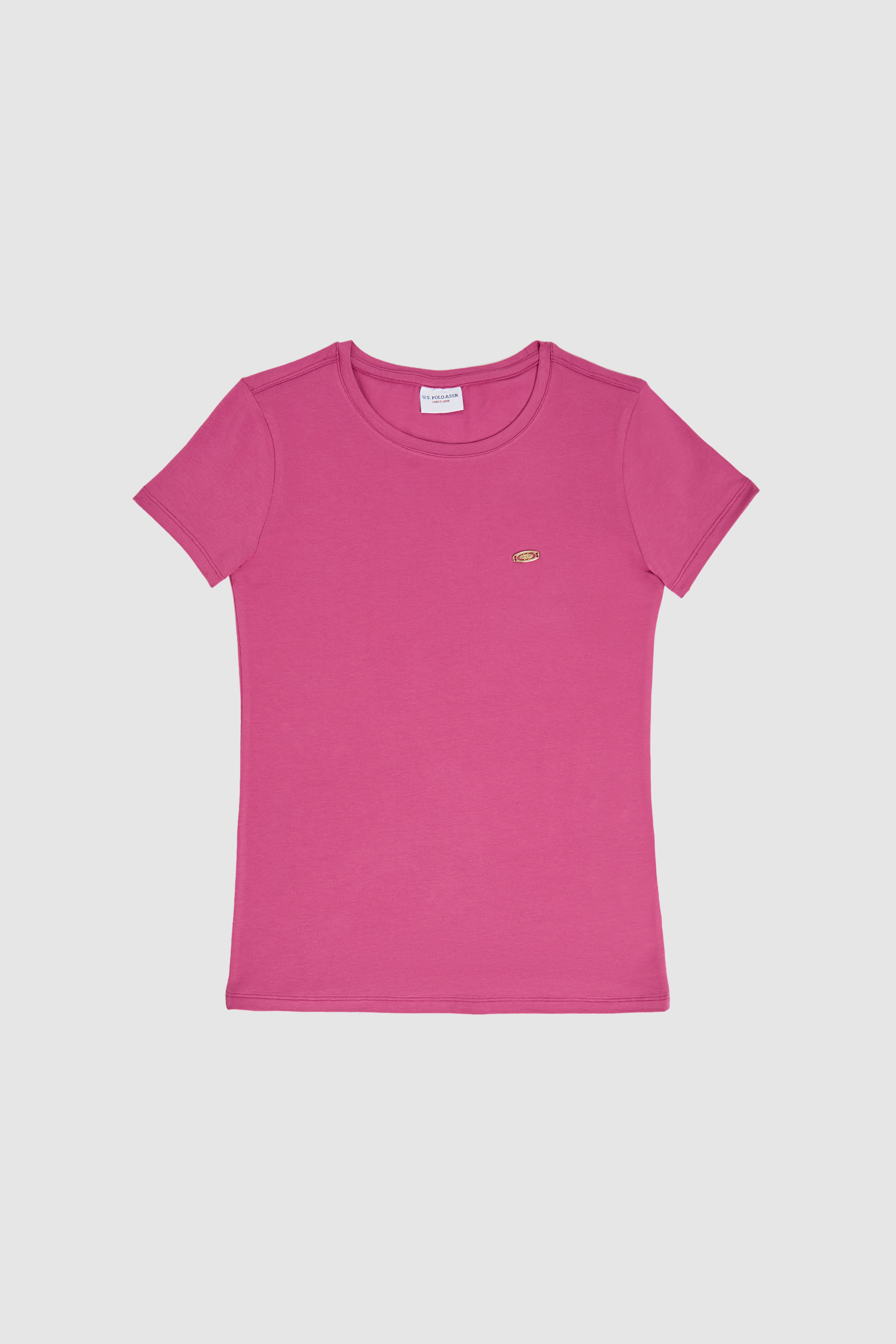 Kadın Fuşya Bisiklet Yaka Basic Tişört