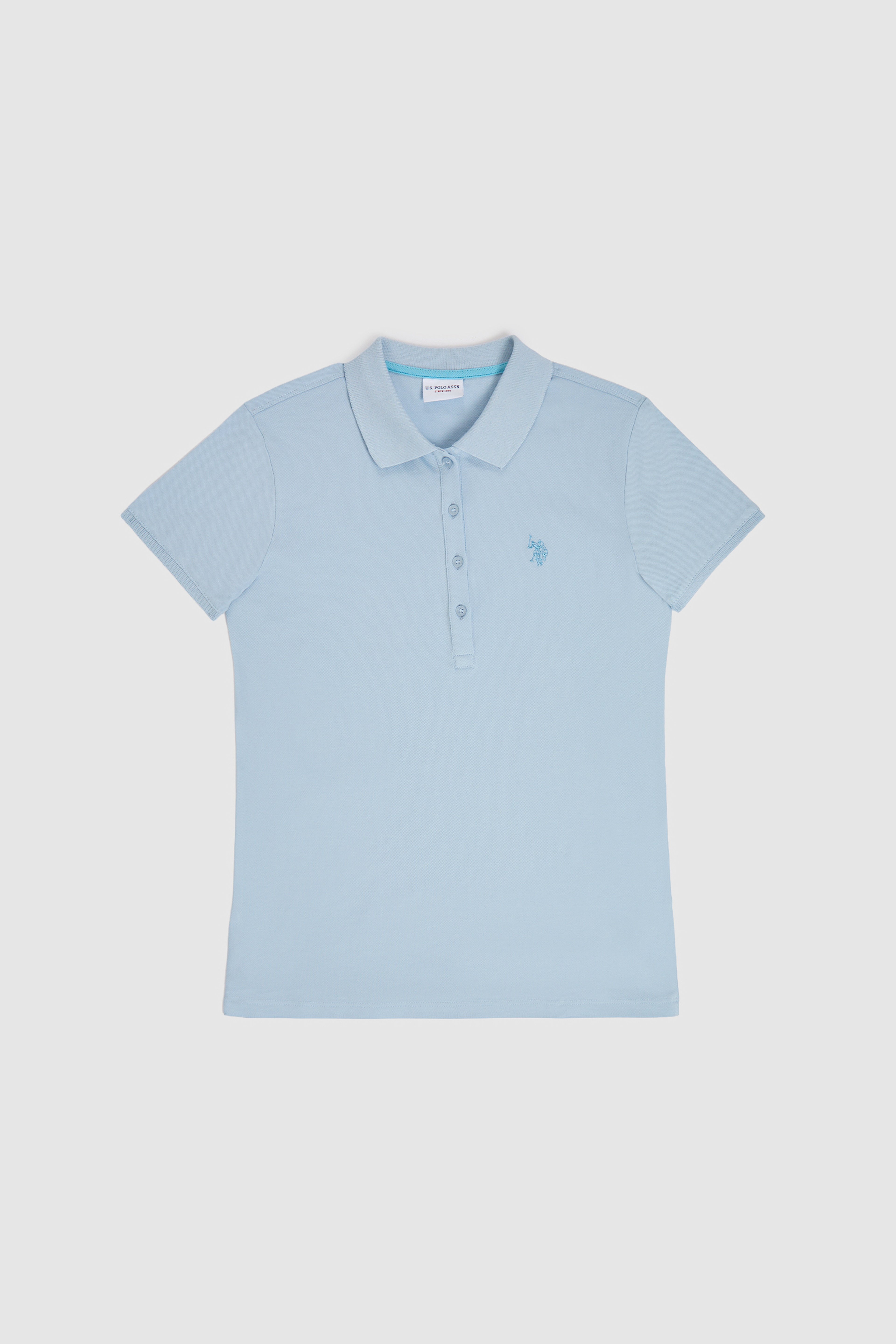 Kadın Açık Polo Yaka Basic Tişört