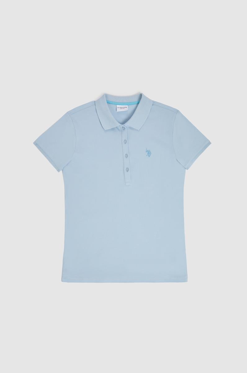 Kadın Açık Polo Yaka Basic Tişört