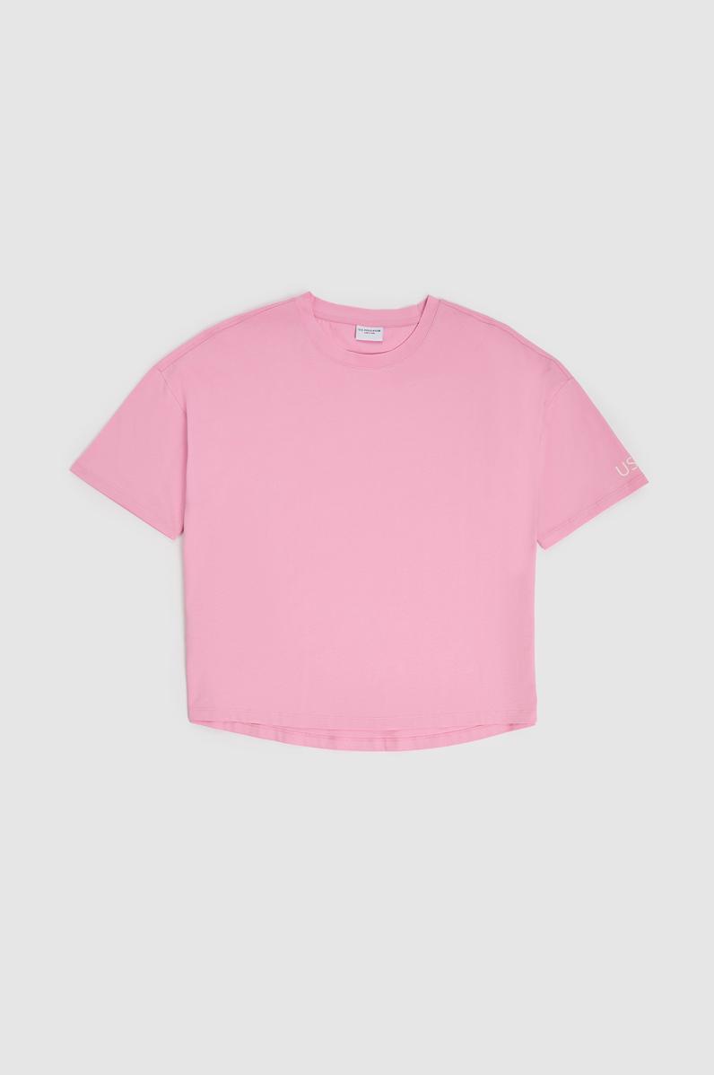 Kadın Pembe Bisiklet Yaka Tişört