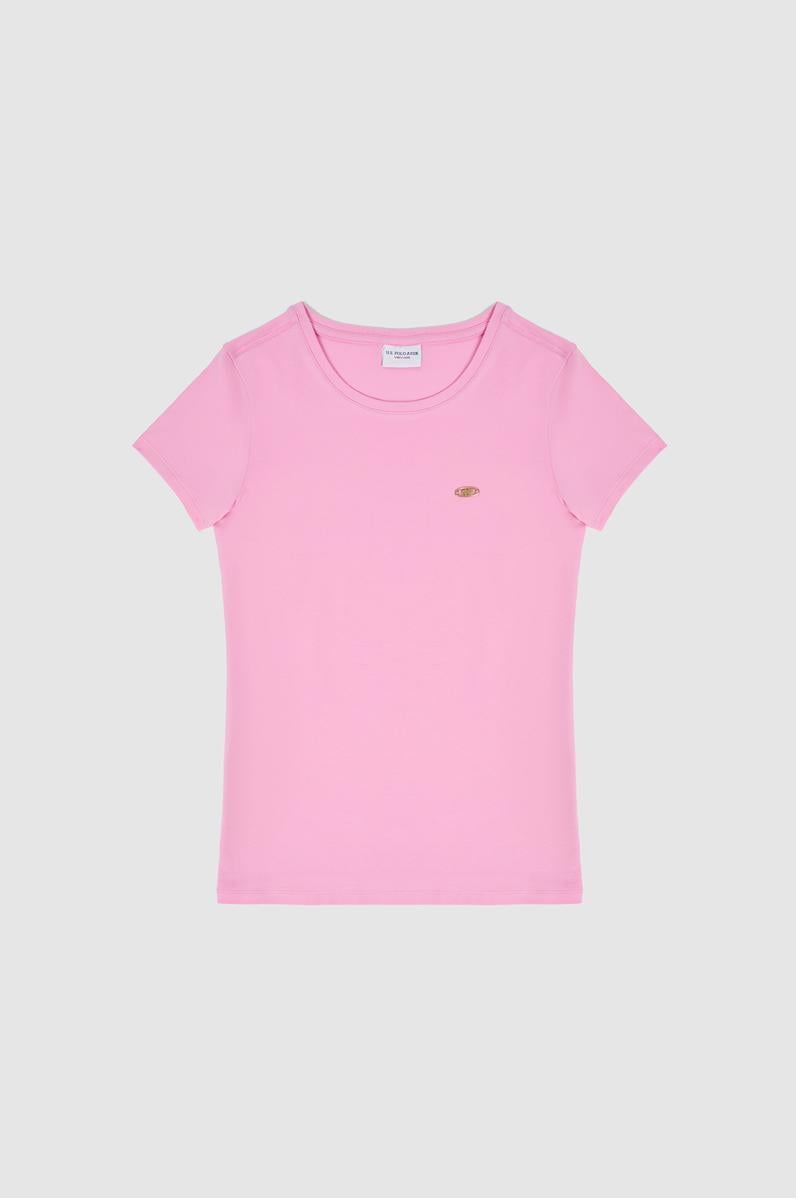Kadın Pembe Bisiklet Yaka Basic Tişört