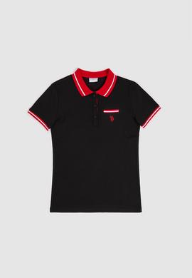 Kadın Siyah Polo Yaka Basic Tişört - 50323455037