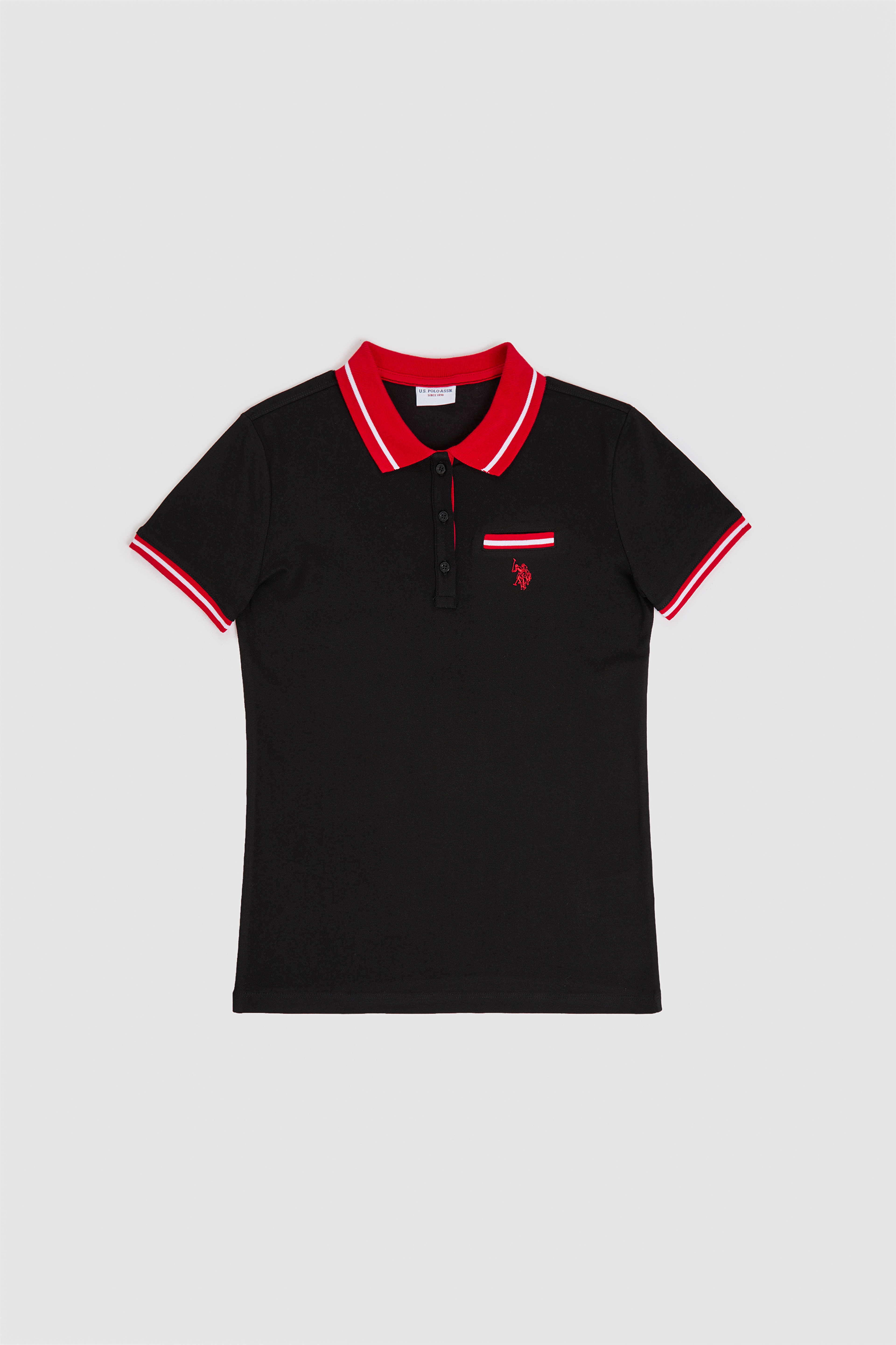Kadın Siyah Polo Yaka Basic Tişört - Image 7