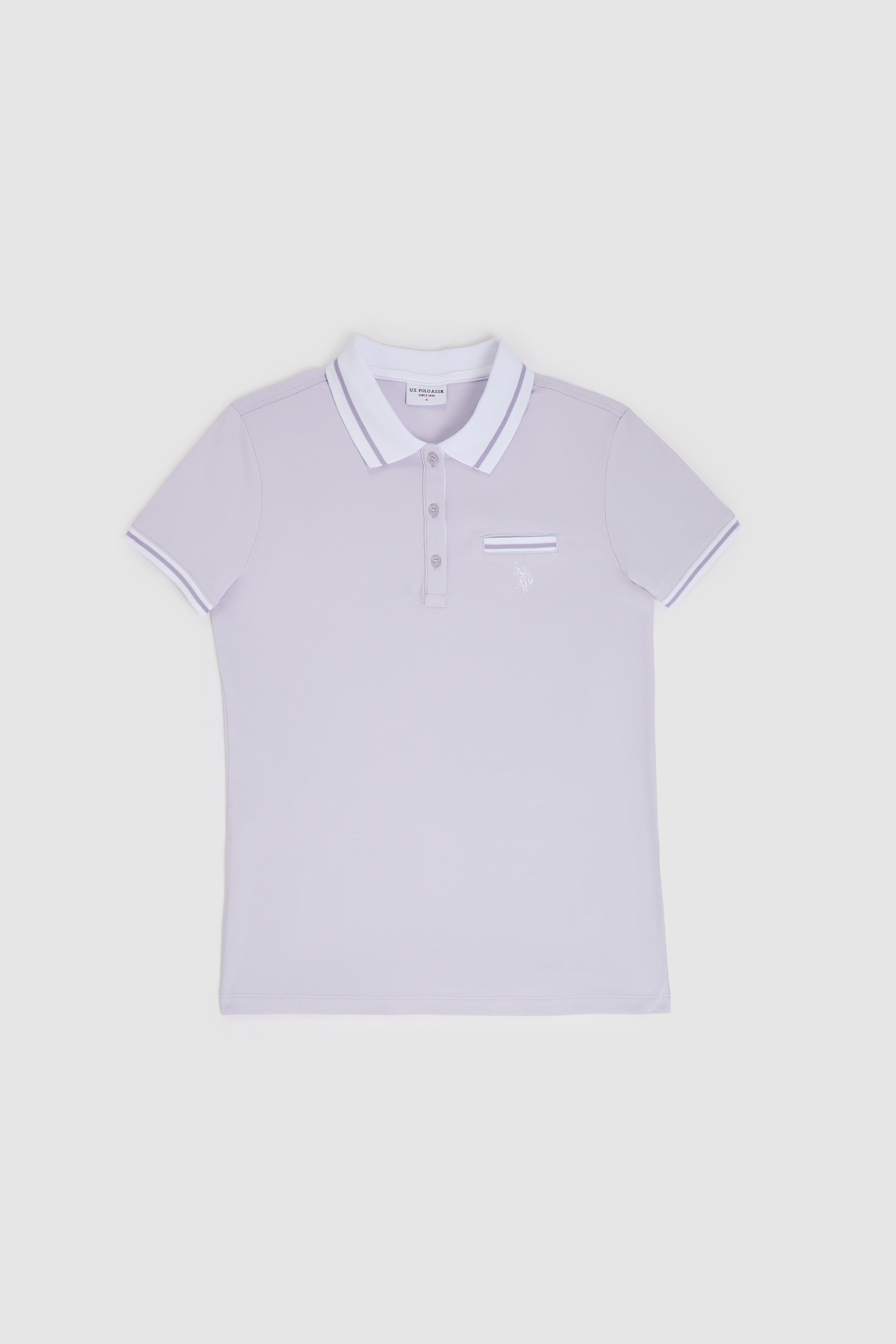 Kadın Lila Polo Yaka Basic Tişört - Image 7