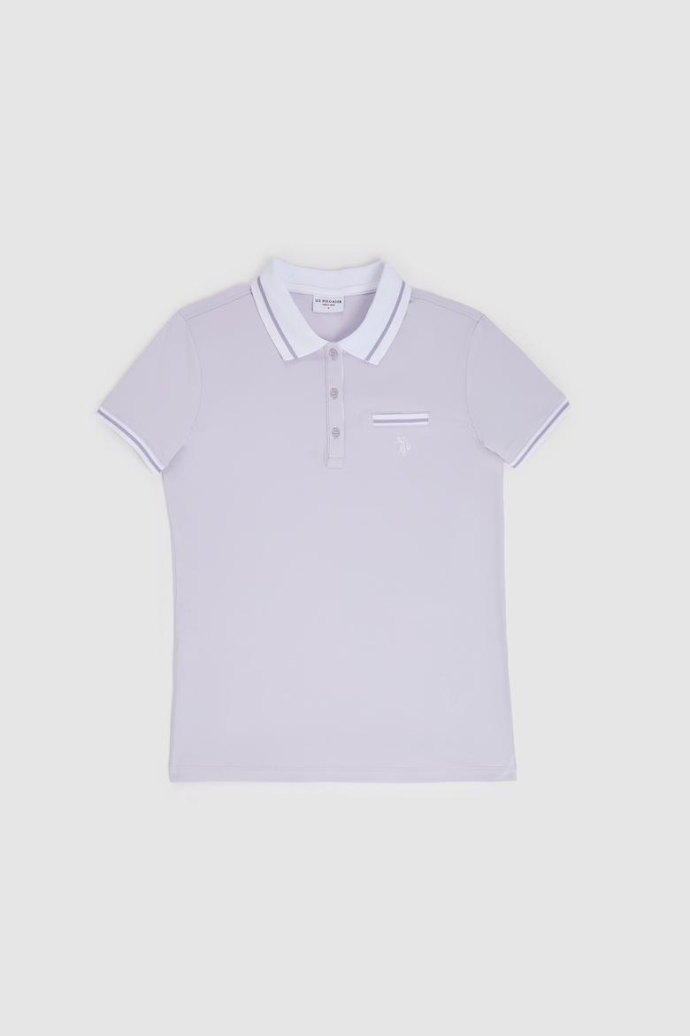 Kadın Lila Polo Yaka Basic Tişört - 50323455035