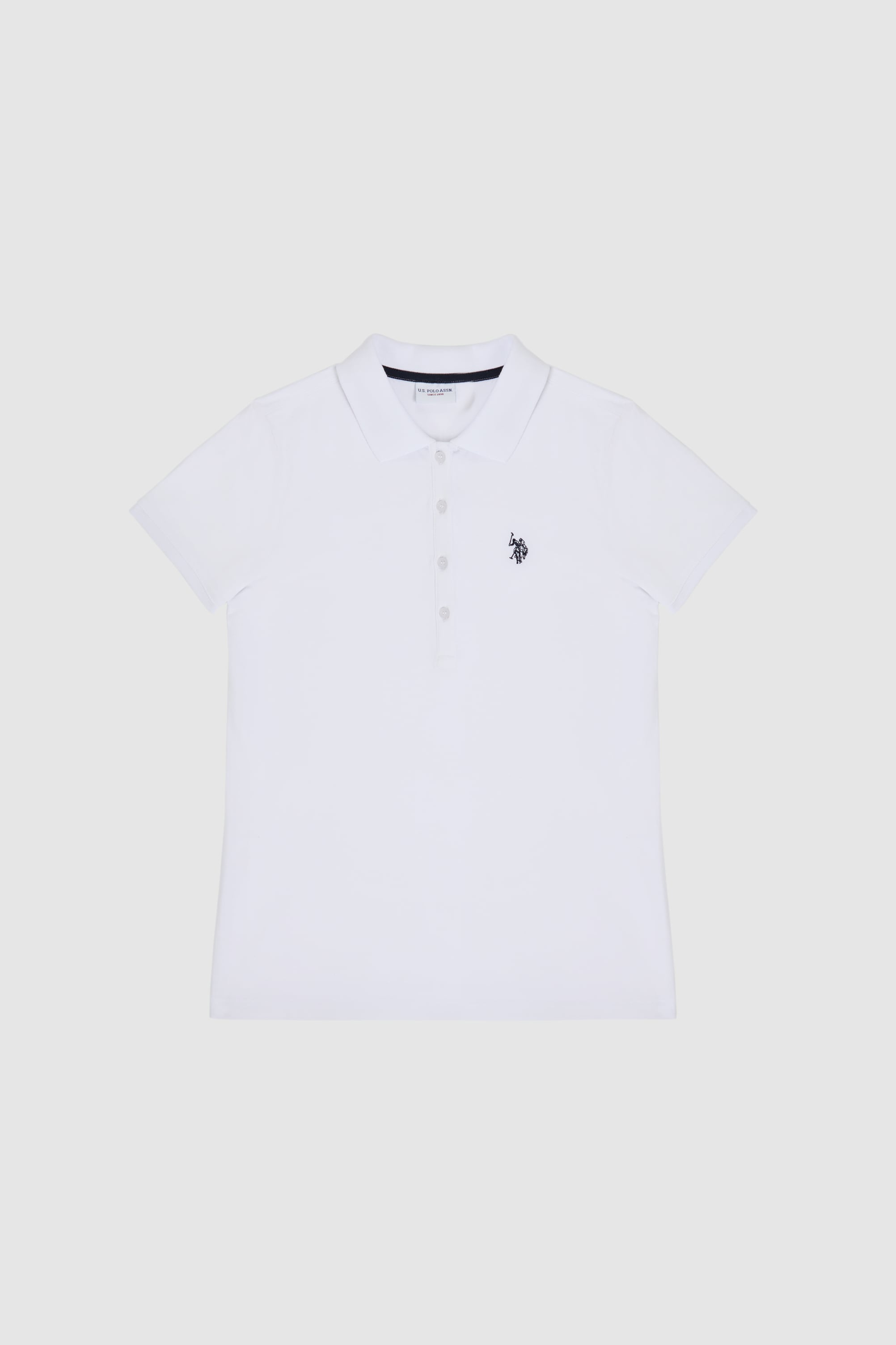 Kadın Beyaz Polo Yaka Basic Tişört - 50321818033