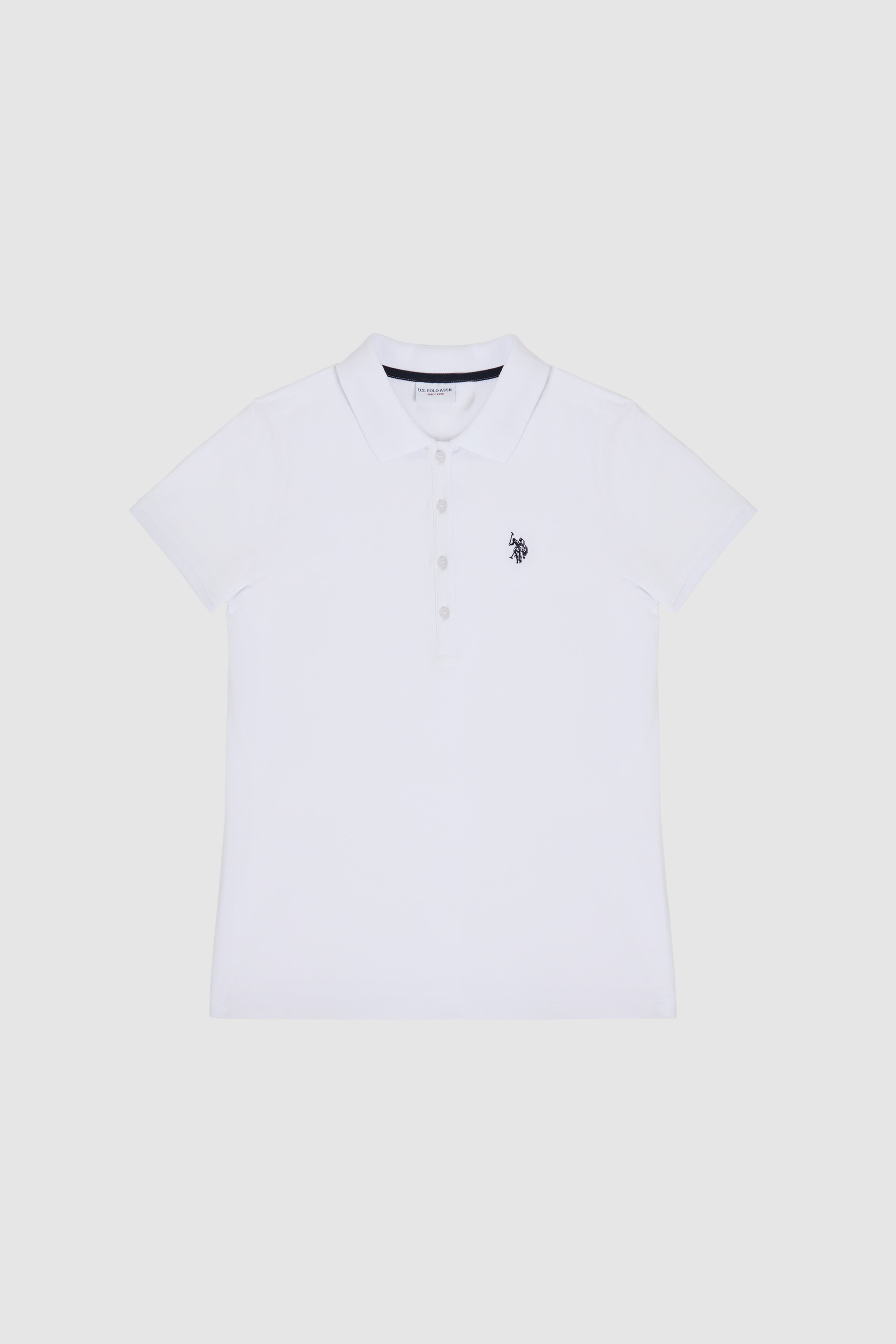 Kadın Beyaz Polo Yaka Basic Tişört - Image 7