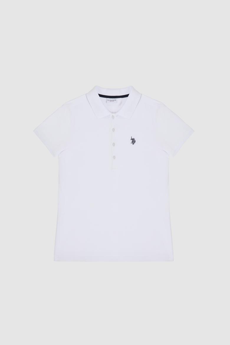 Kadın Beyaz Polo Yaka Basic Tişört - 50321818033