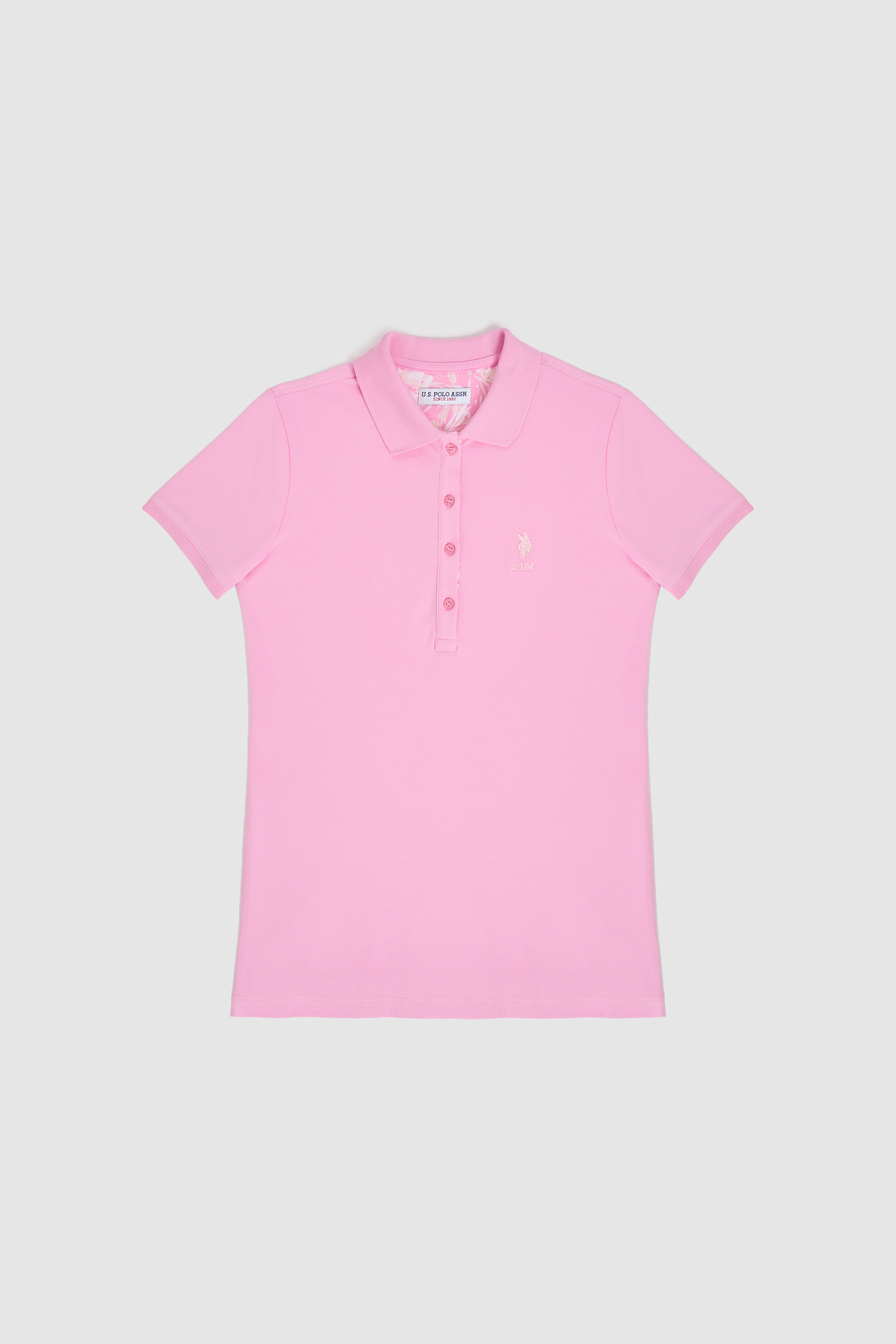Kadın Pembe Polo Yaka Basic Tişört