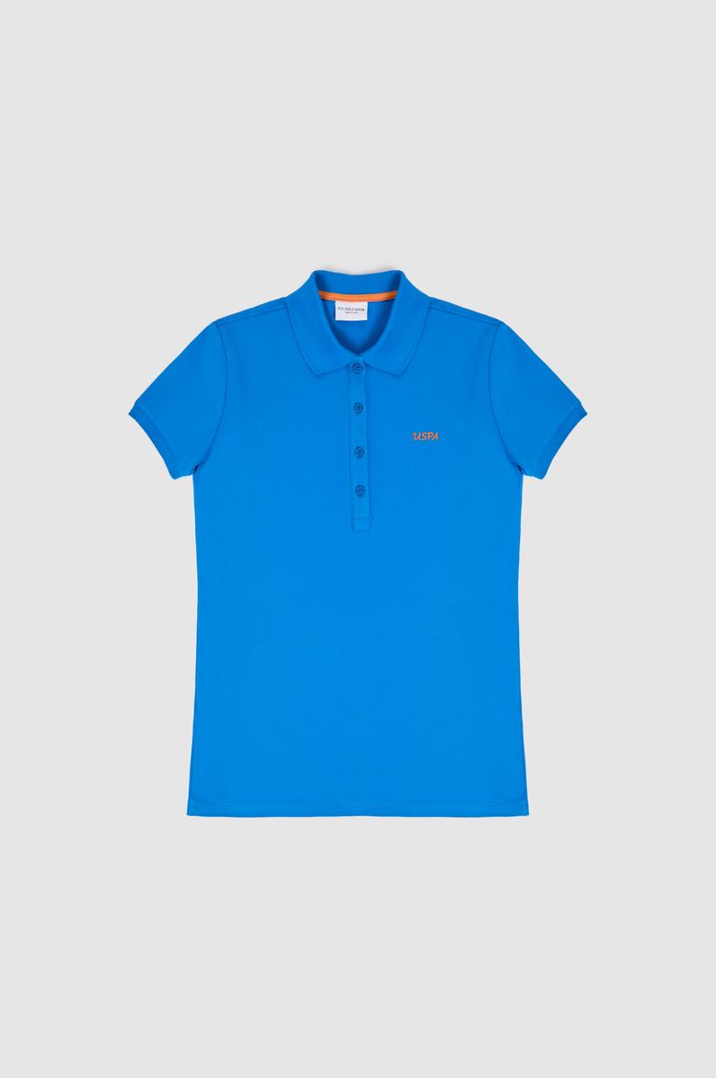 Kadın Kobalt Polo Yaka Basic Tişört