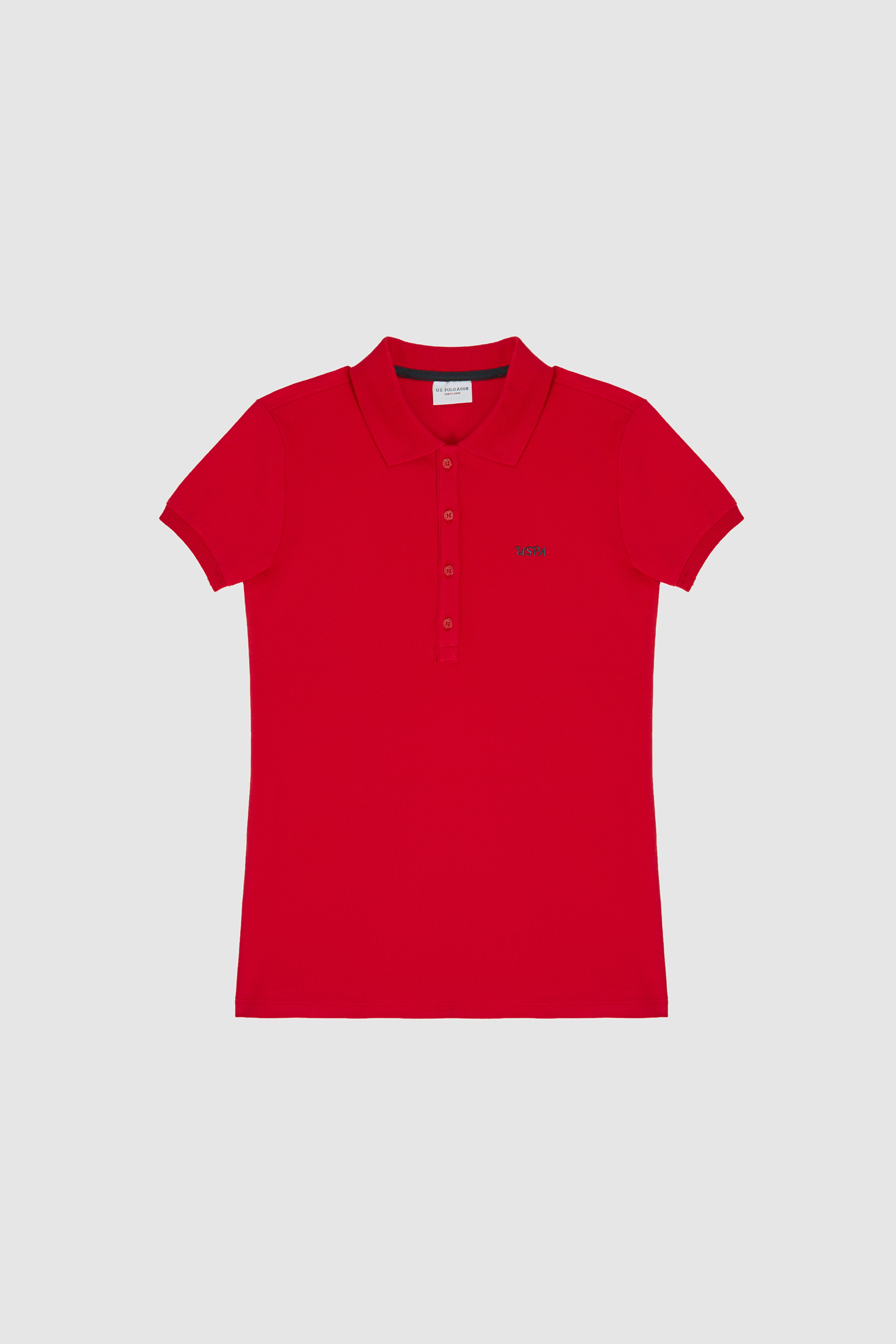 Kadın Kırmızı Polo Yaka Basic Tişört - Image 7
