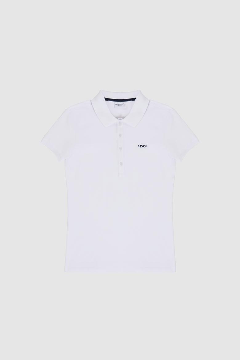 Kadın Beyaz Polo Yaka Basic Tişört - 50323461028