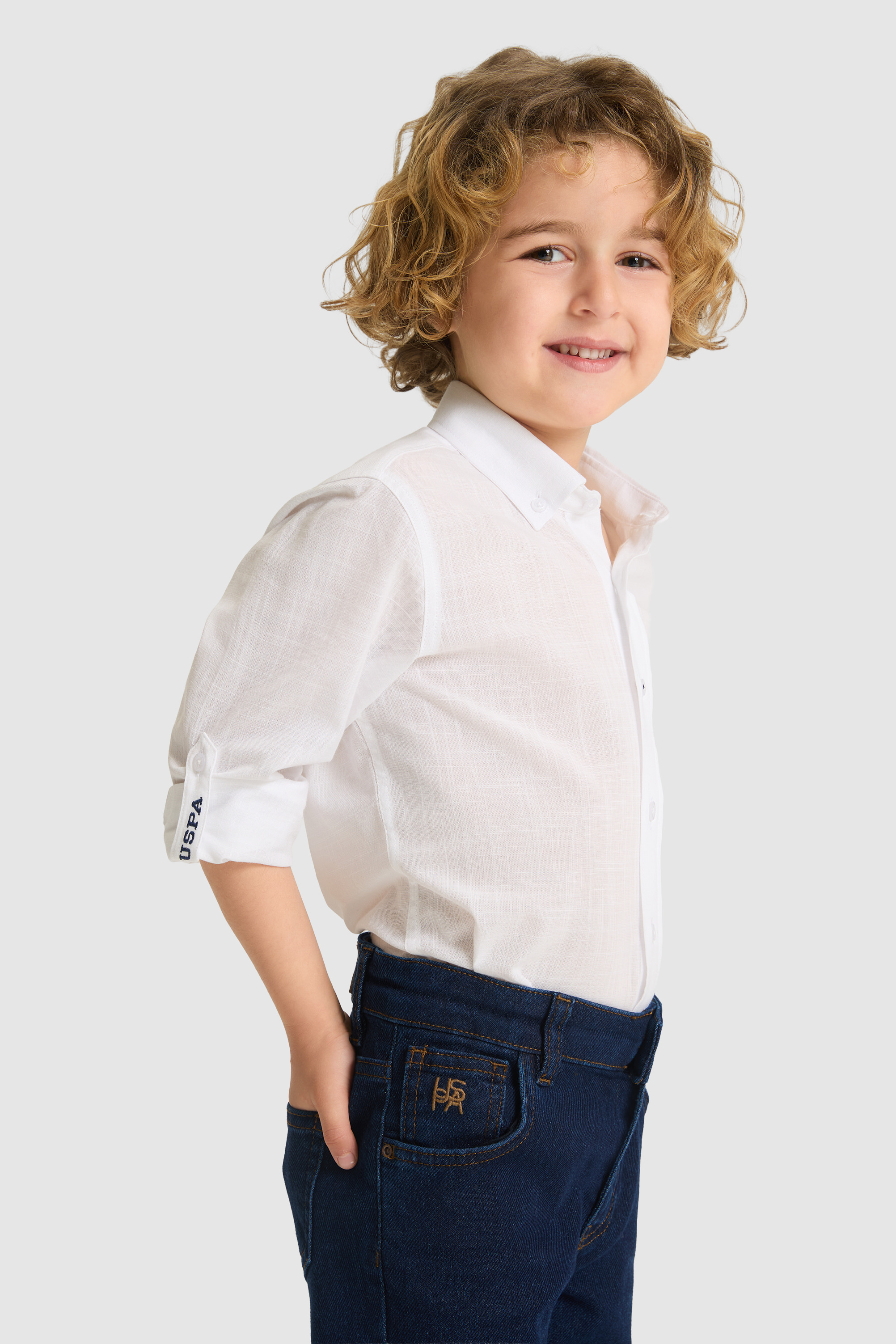Erkek Çocuk Beyaz Uzun Kollu Basic Gömlek - 50324683021