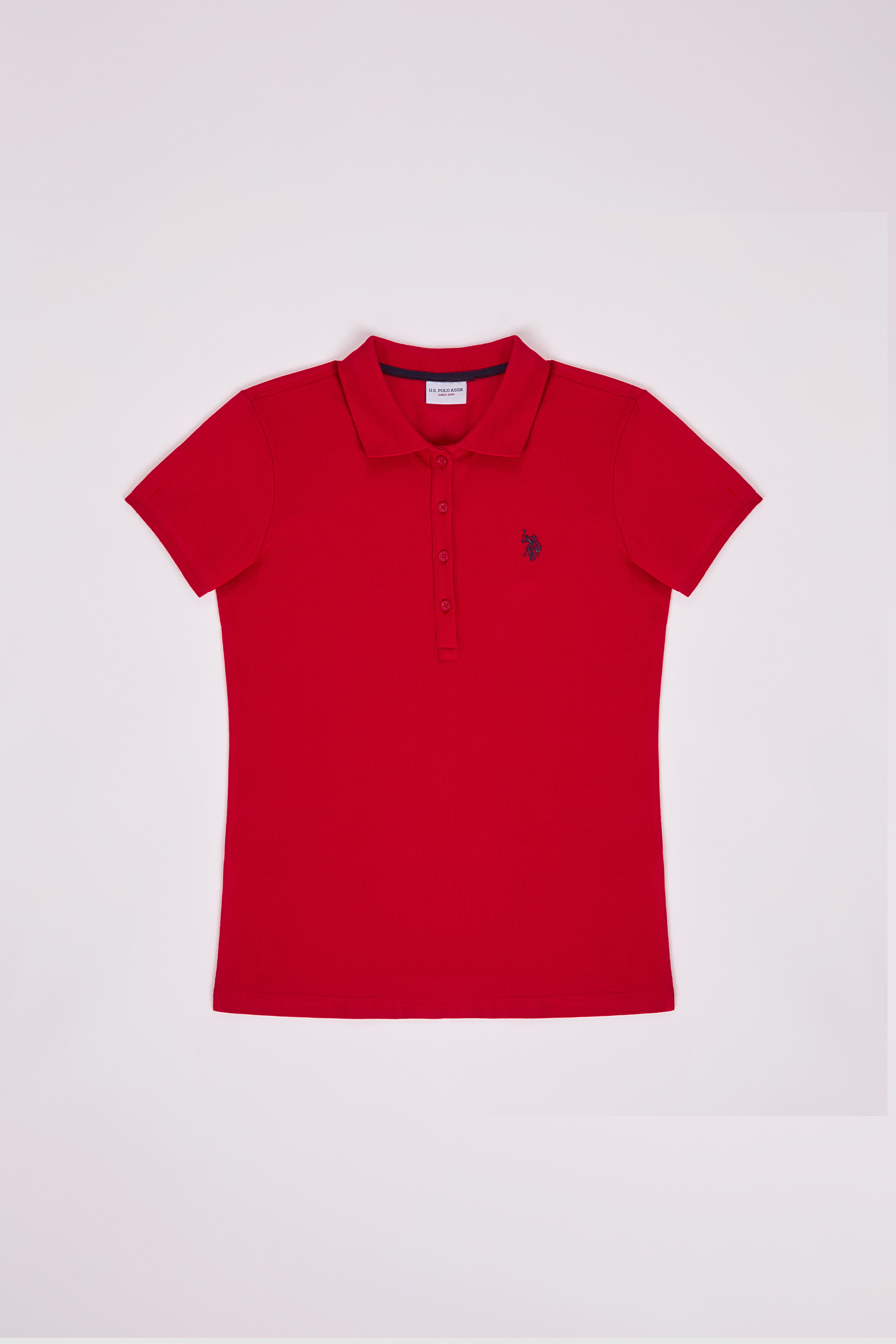 Kadın Kırmızı Polo Yaka Basic Tişört