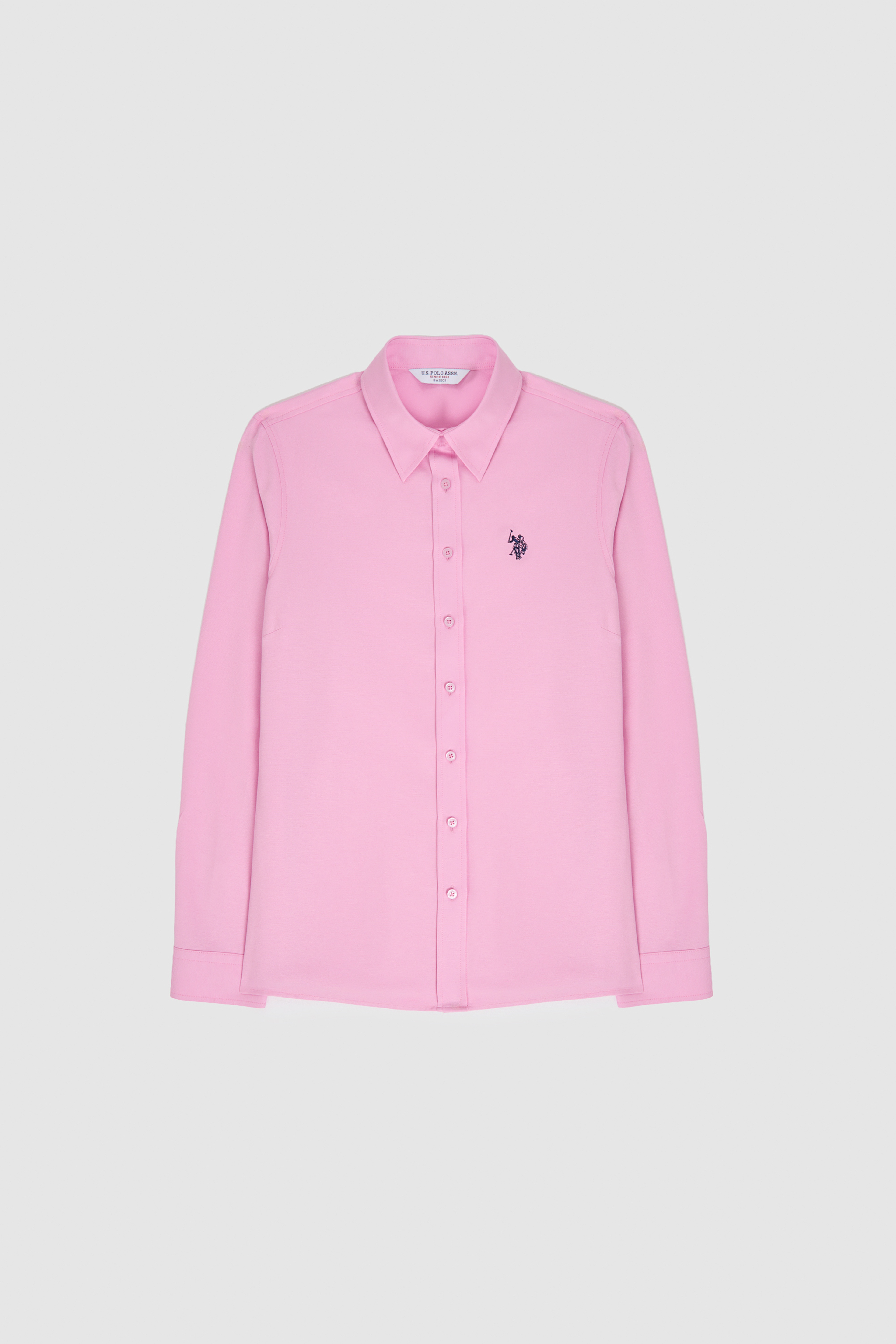 Kadın Pembe Uzun Kollu Basic Gömlek - Image 7