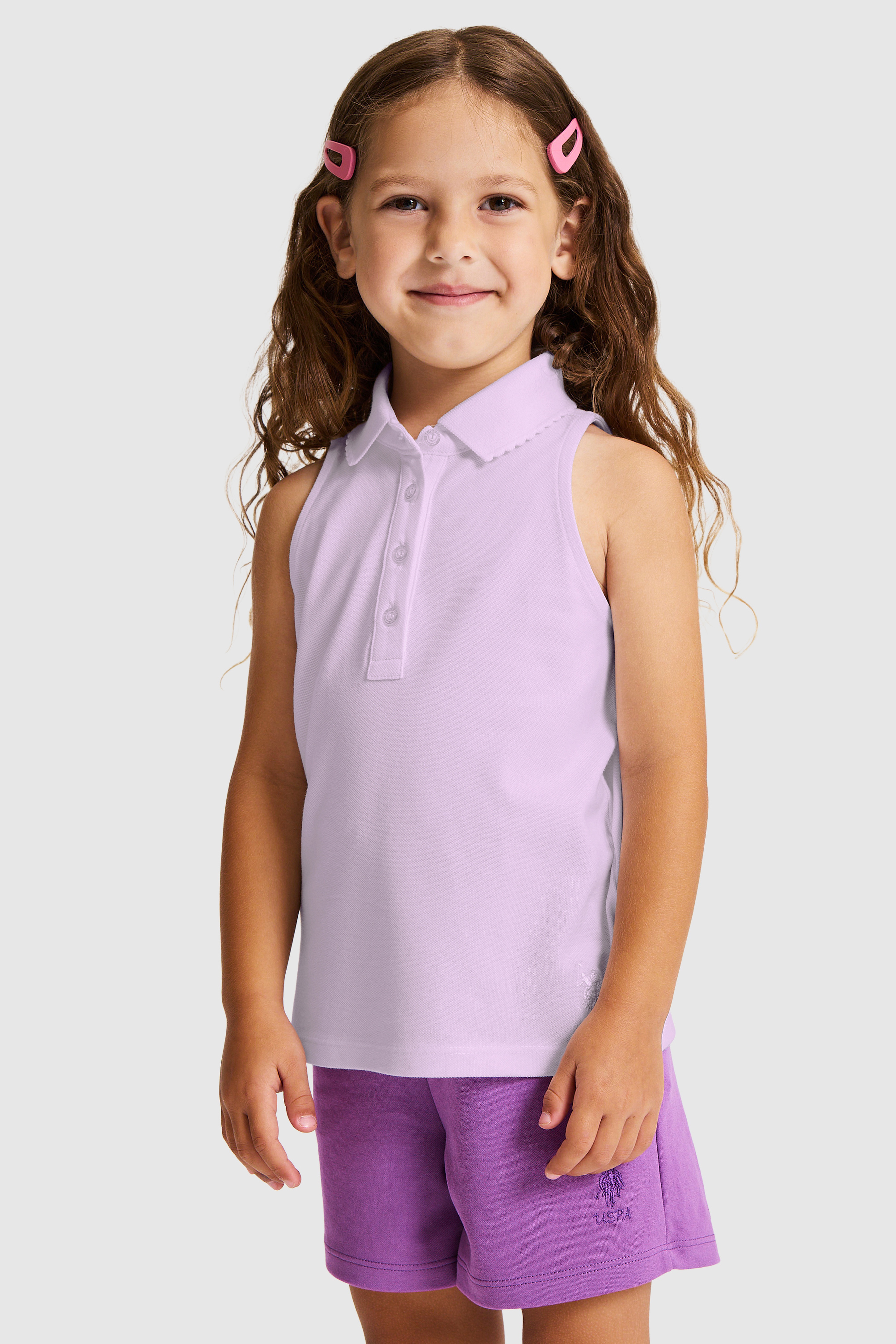 Kız Çocuk Lila Basic Tişört - Image 2