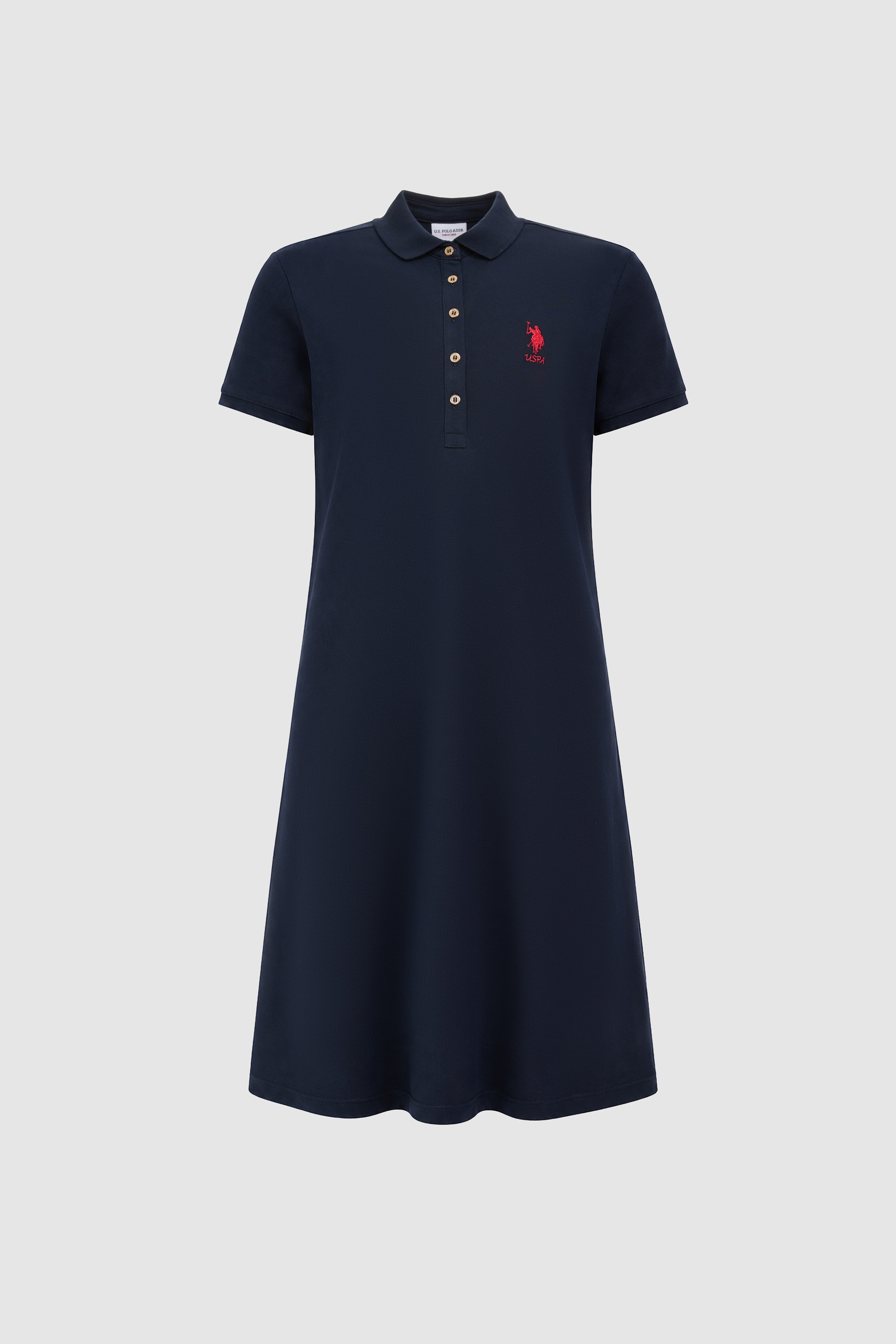 Kadın Lacivert Polo Yaka Örme Elbise - Image 7