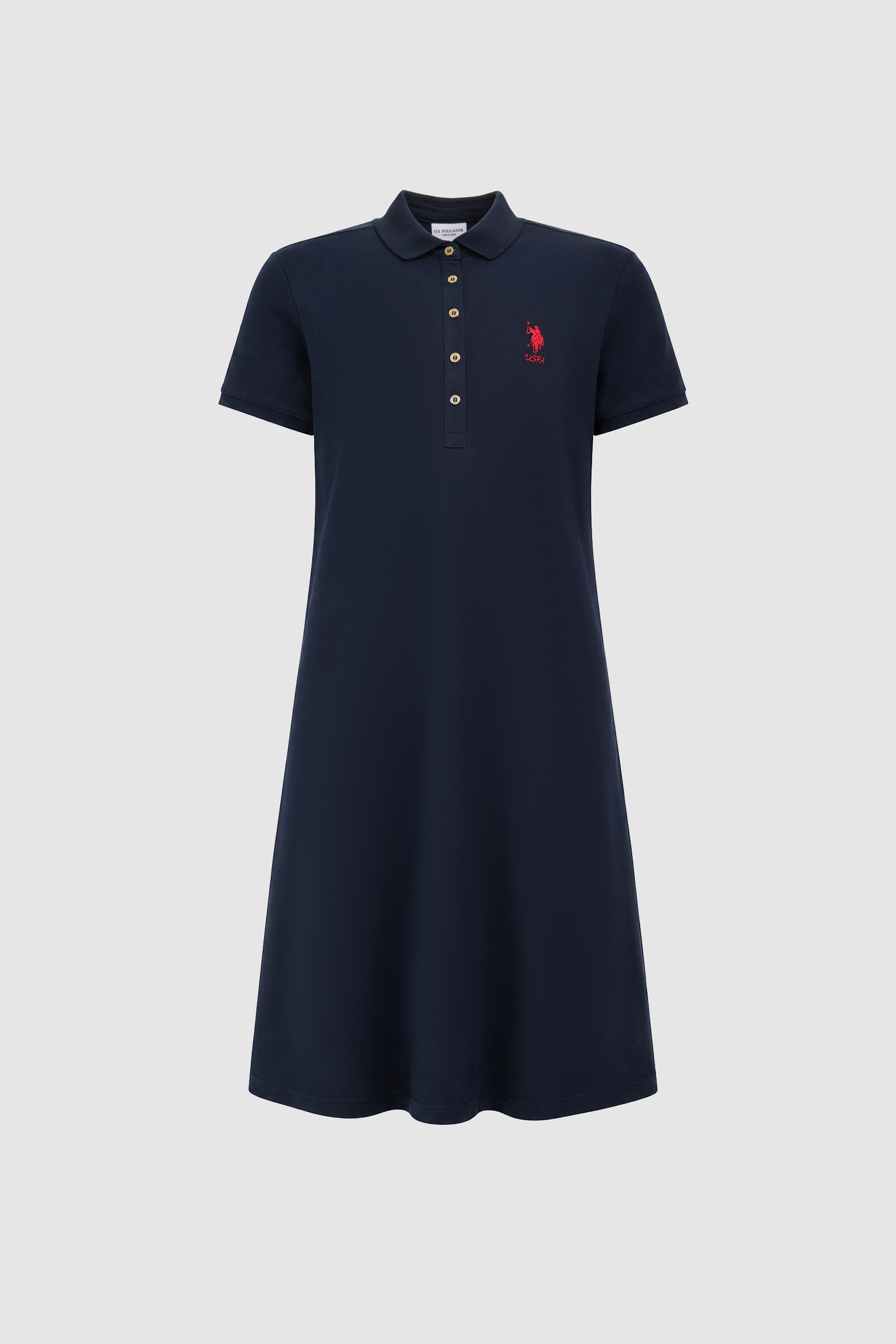 Kadın Lacivert Polo Yaka Örme Elbise