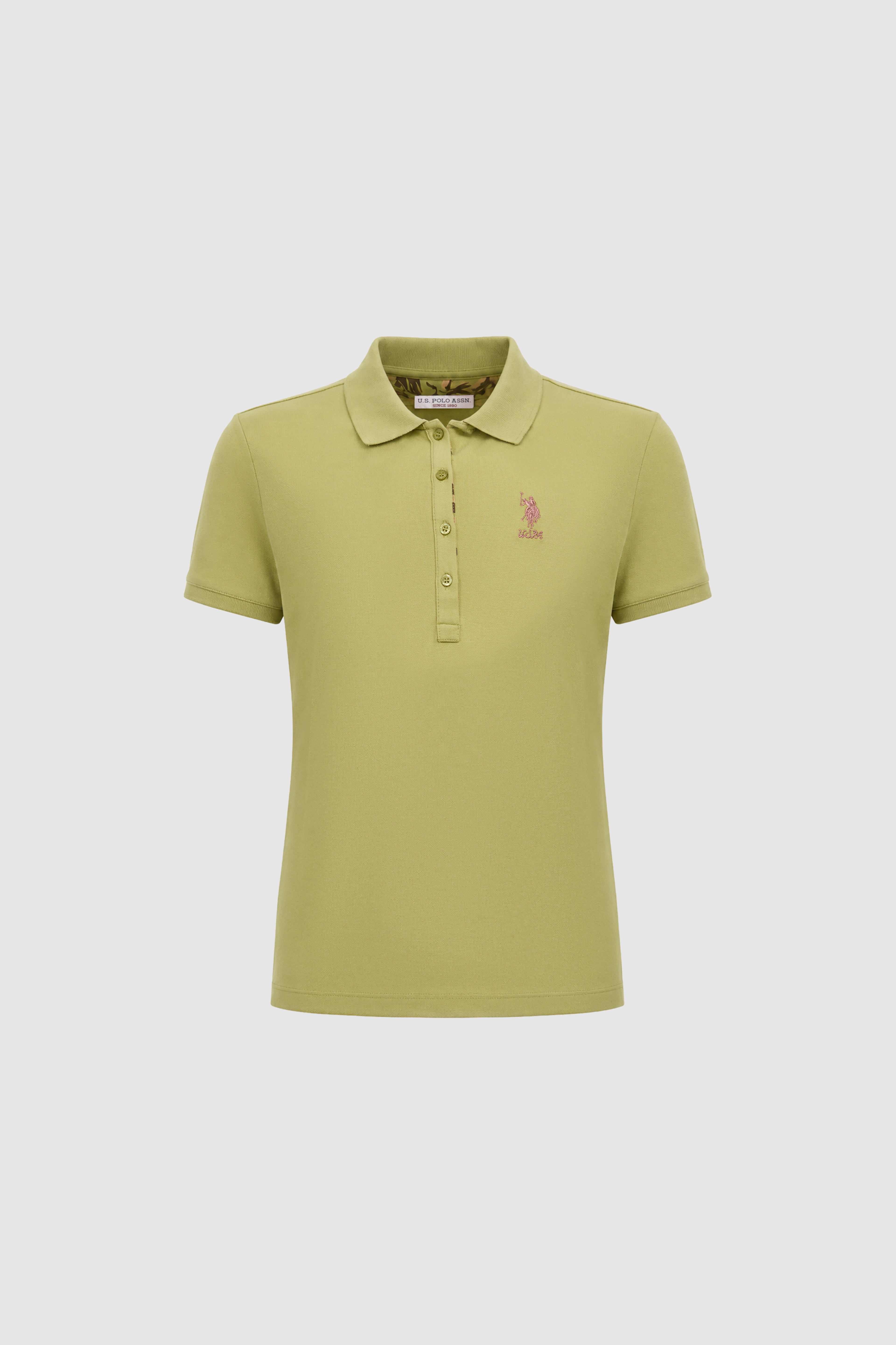 Kadın Yeşil Polo Yaka Basic Tişört - Image 7