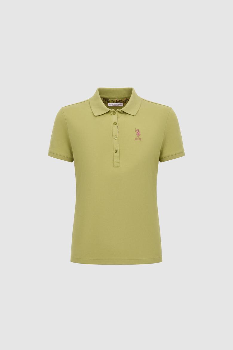 Kadın Yeşil Polo Yaka Basic Tişört - 50321798060