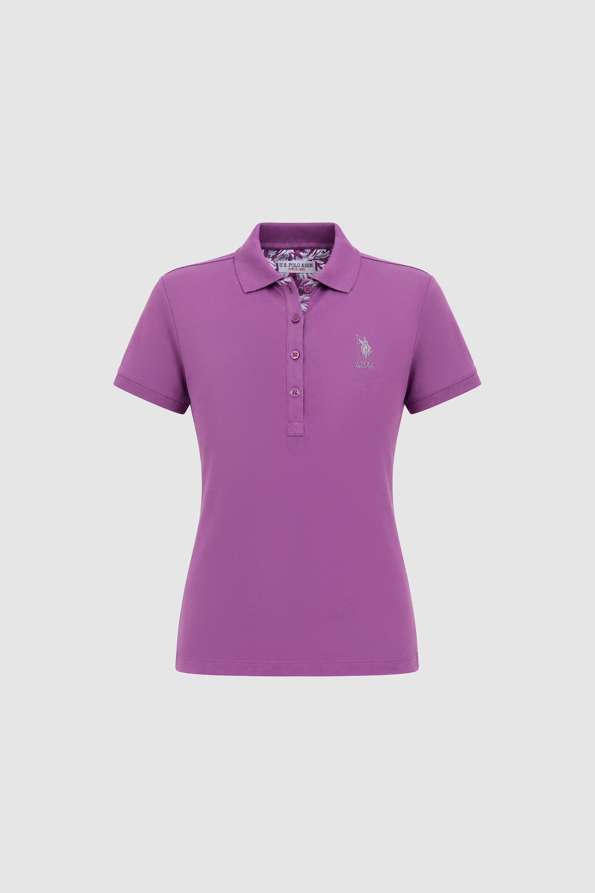 Kadın Menekşe Polo Yaka Basic Tişört - 50321798107