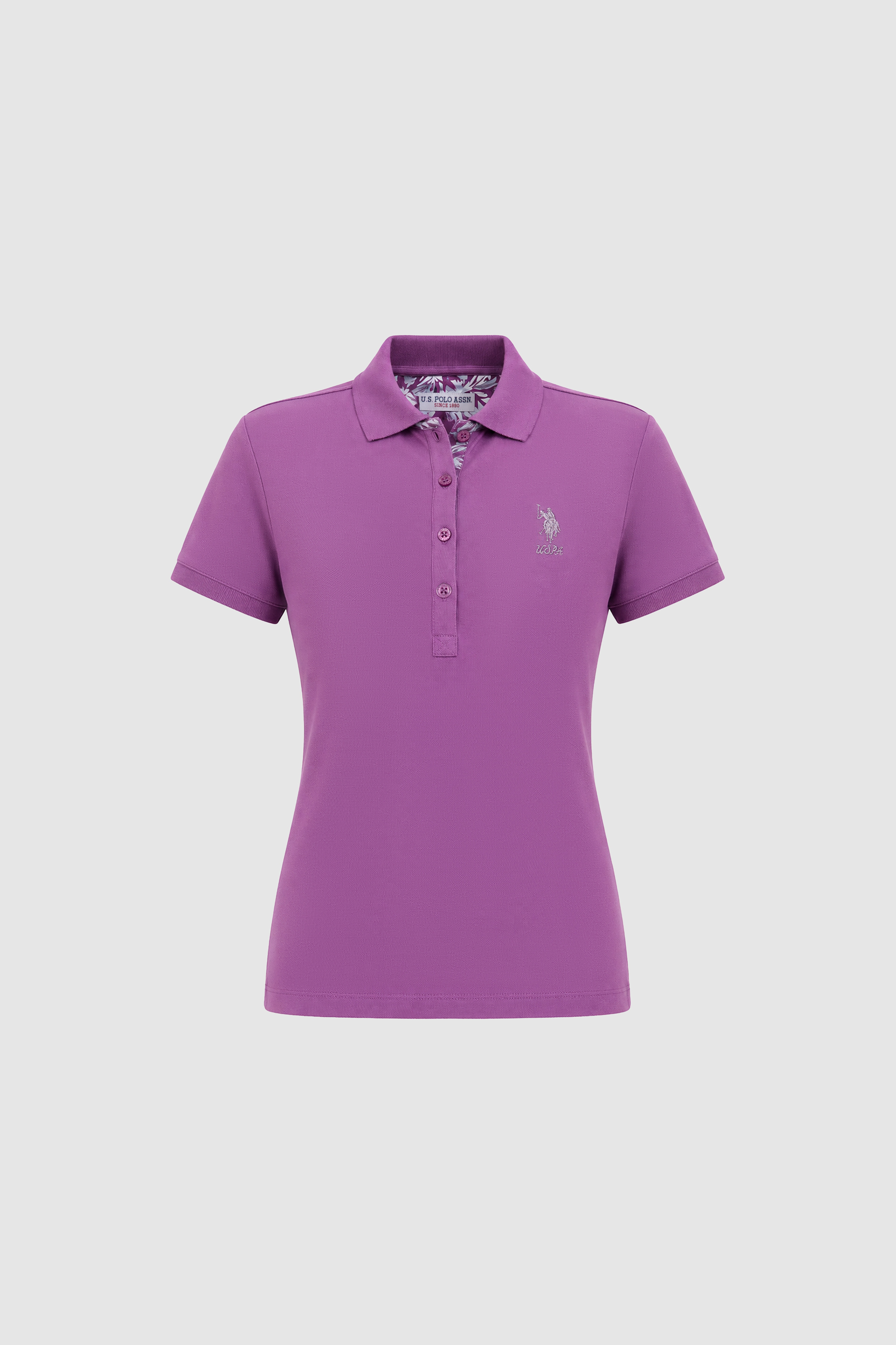 Kadın Menekşe Polo Yaka Basic Tişört - Image 7