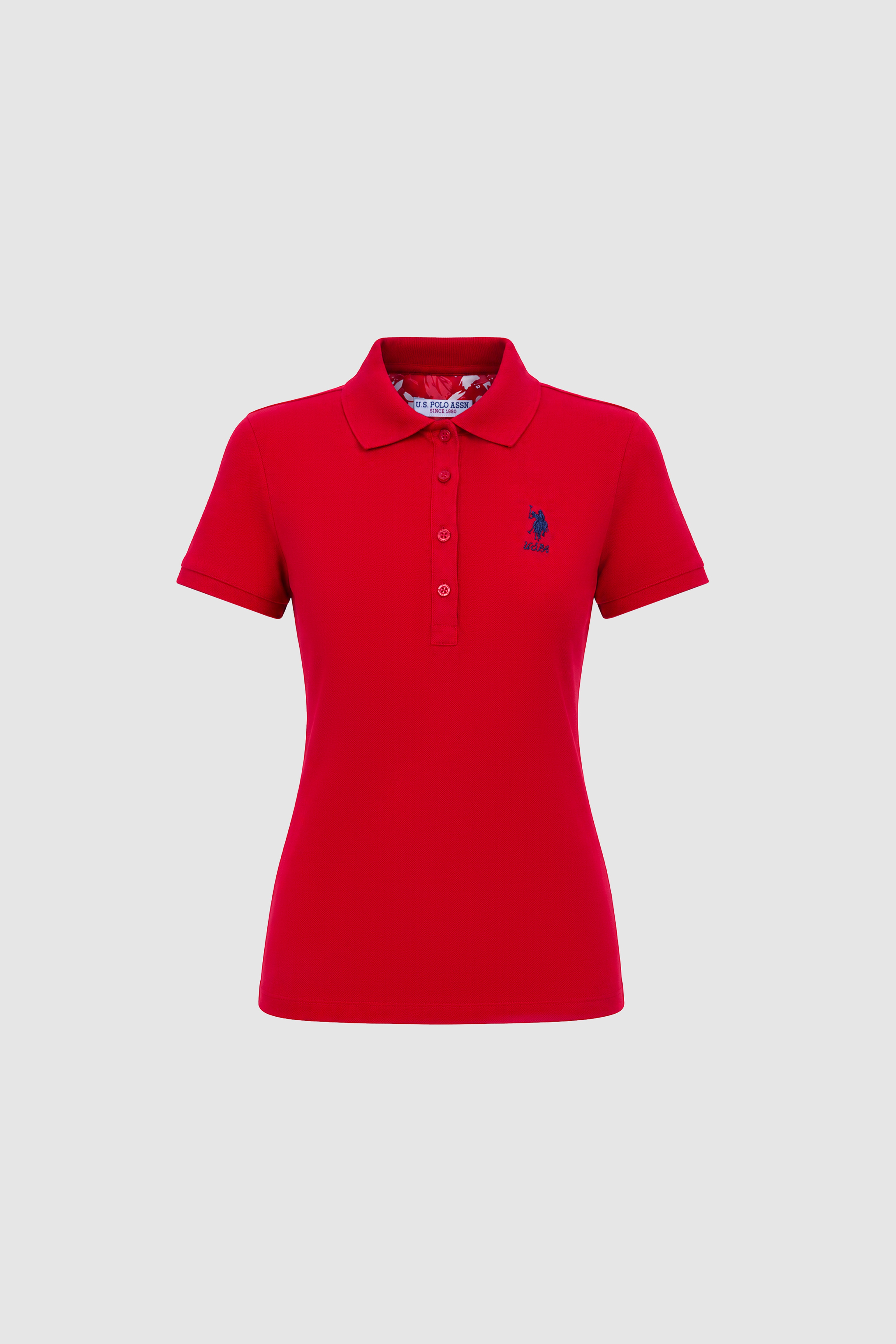 Kadın Kırmızı Polo Yaka Basic Tişört