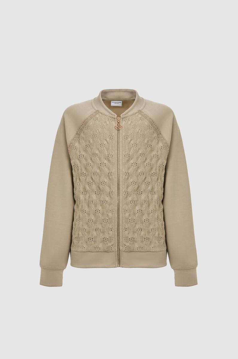 Kadın Açık Haki Fermuarlı Sweatshirt