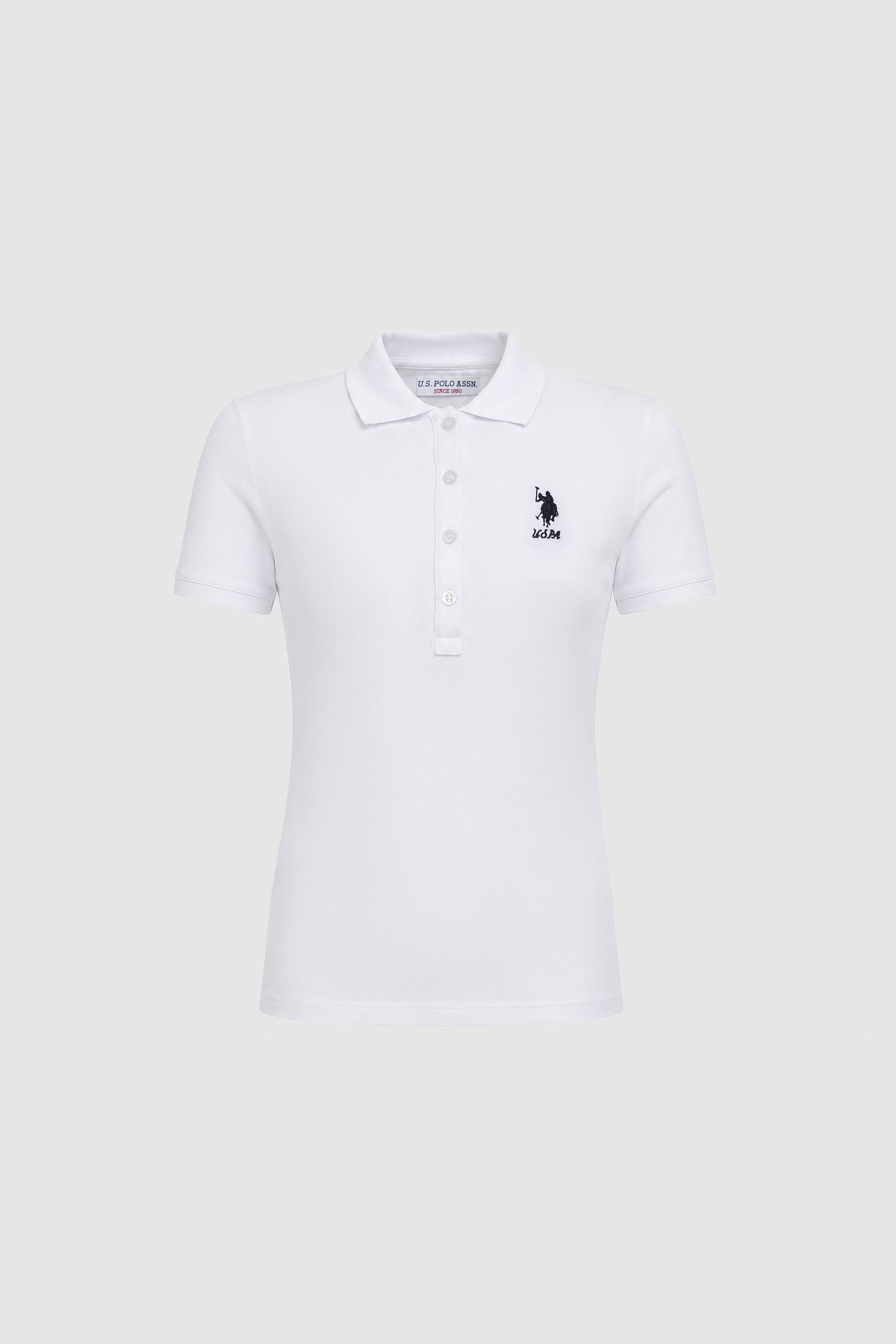 Kadın Beyaz Polo Yaka Basic Tişört - Image 7
