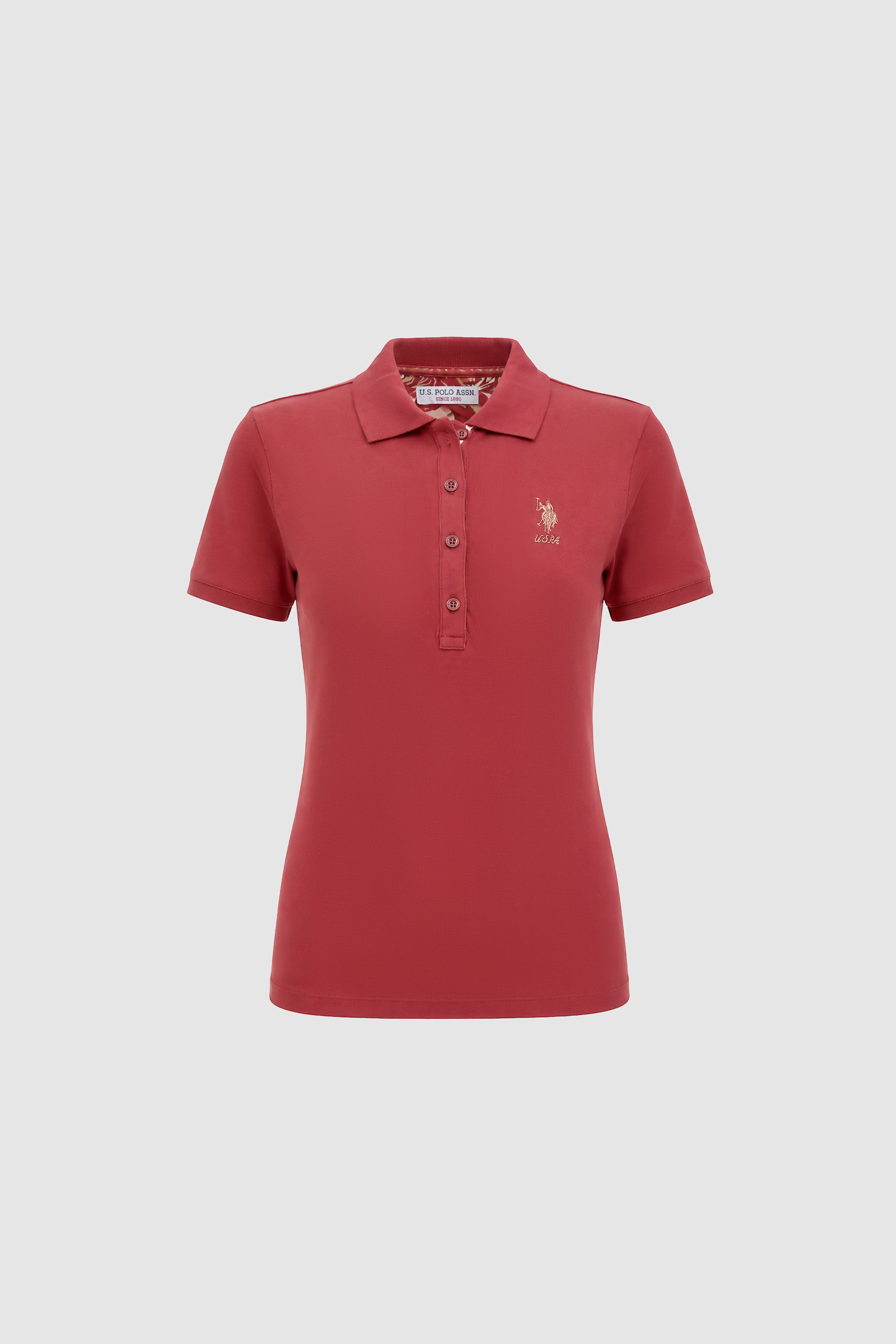 Kadın Fuşya Polo Yaka Basic Tişört - 50326475018