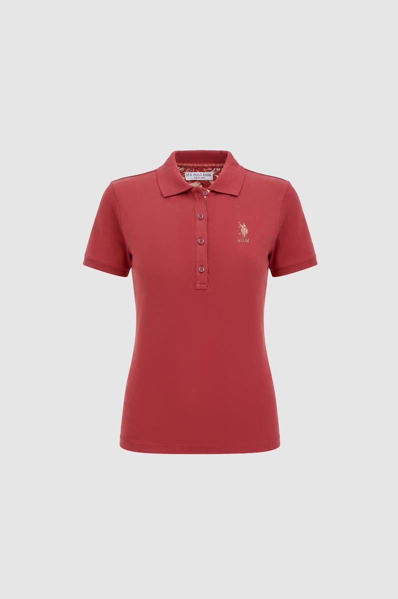 Kadın Fuşya Polo Yaka Basic Tişört