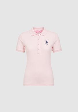 Kadın Açık Pembe Polo Yaka Basic Tişört - 50326475026