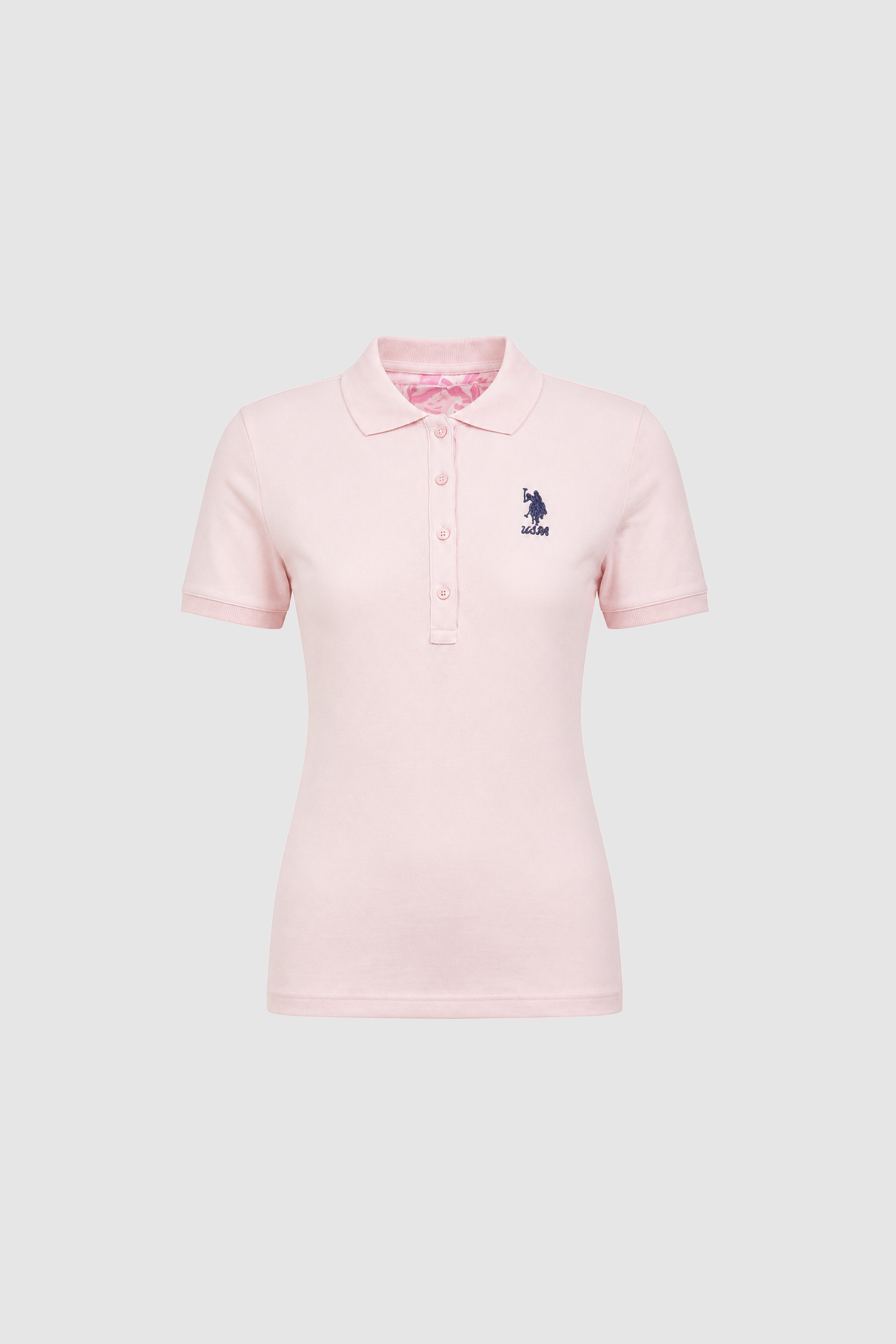 Kadın Açık Pembe Polo Yaka Basic Tişört - Image 7