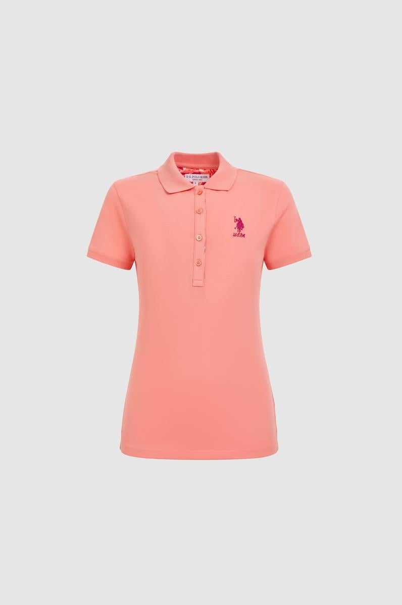 Kadın Somon Polo Yaka Basic Tişört