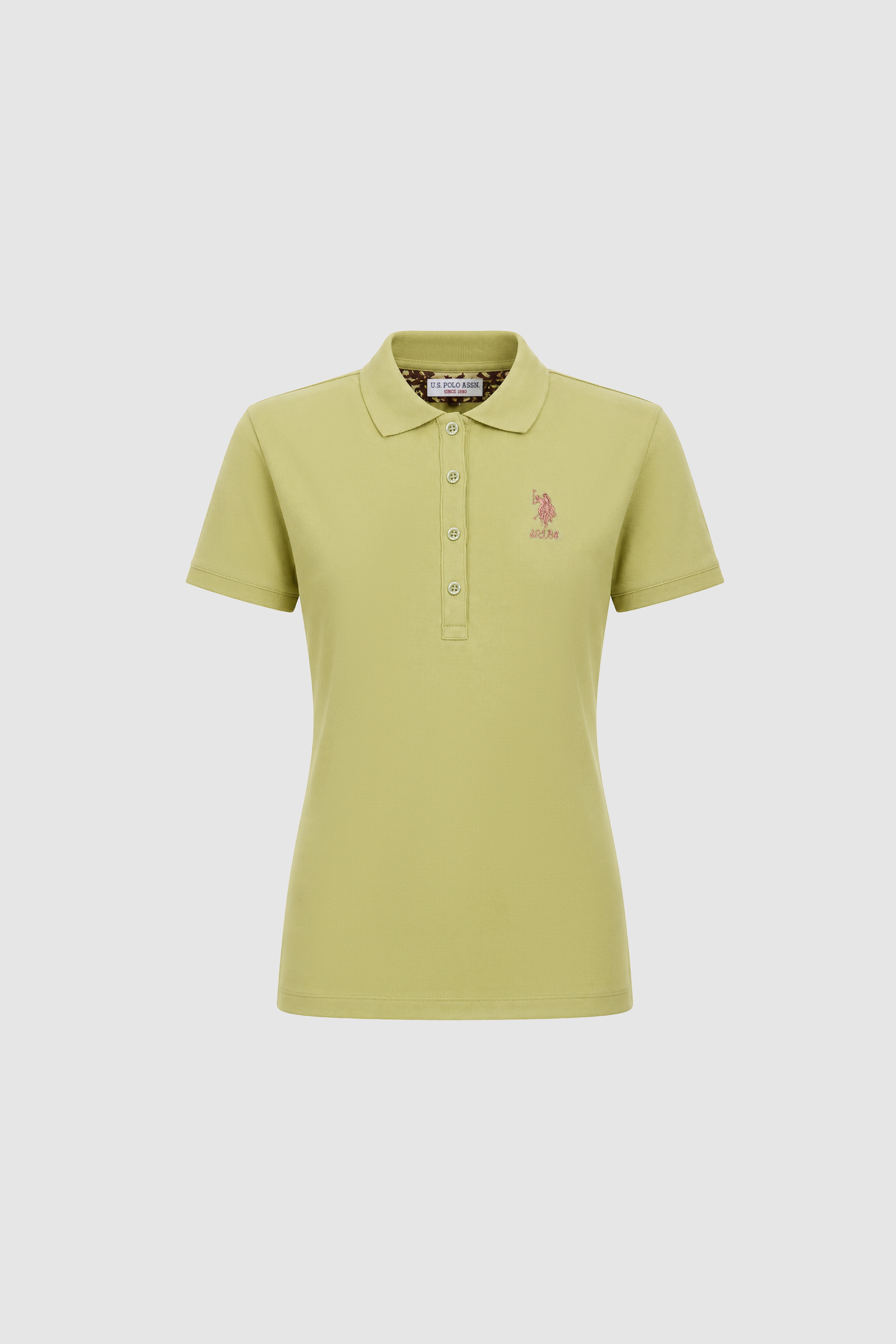Kadın Yeşil Polo Yaka Basic Tişört - Image 7