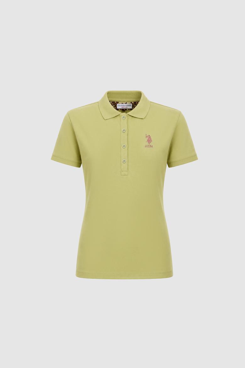 Kadın Yeşil Polo Yaka Basic Tişört - 50326475056